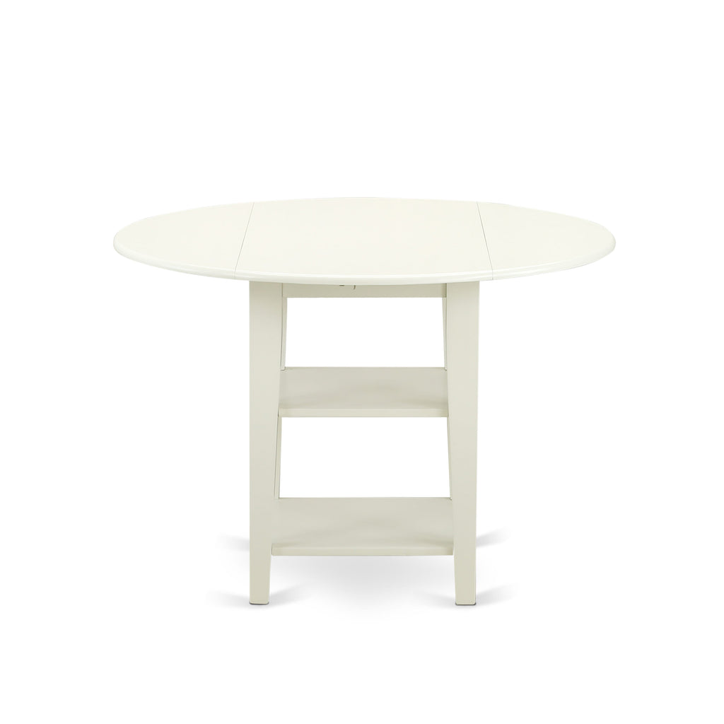 East West Furniture SUAS3-LWH-41 3 Piece contain A Dining Table Set Wood Table and 2 Platinum Gray Faux Leather Kitchen Chairs with Stylish Back- Linen White Finish