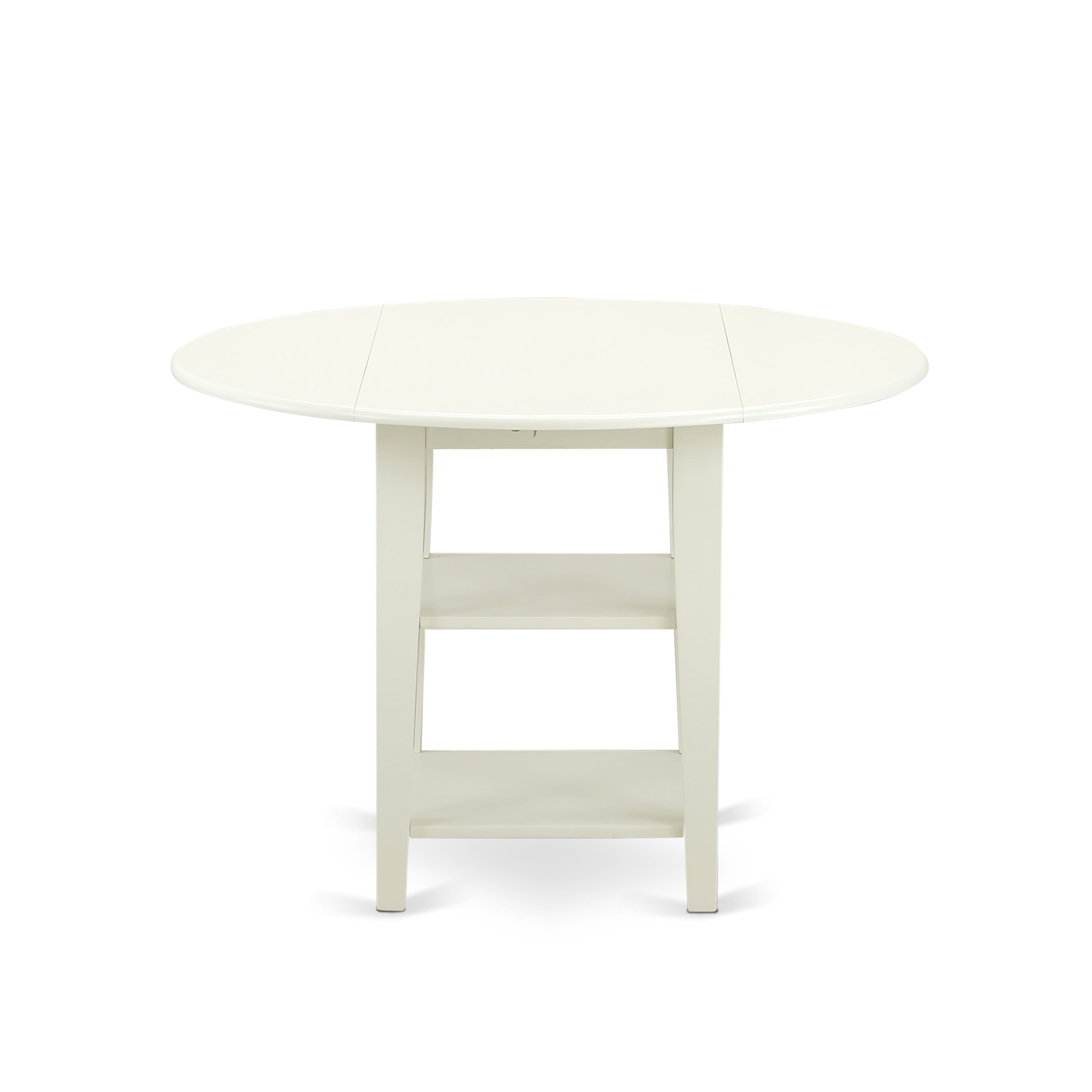 East West Furniture SUAS5-LWH-42 5 Piece Mid-Century Dining Table Set contain A Dinner Table and 4 Beige Red Faux Leather Parson Kitchen Chairs with Stylish Back- Linen White Finish
