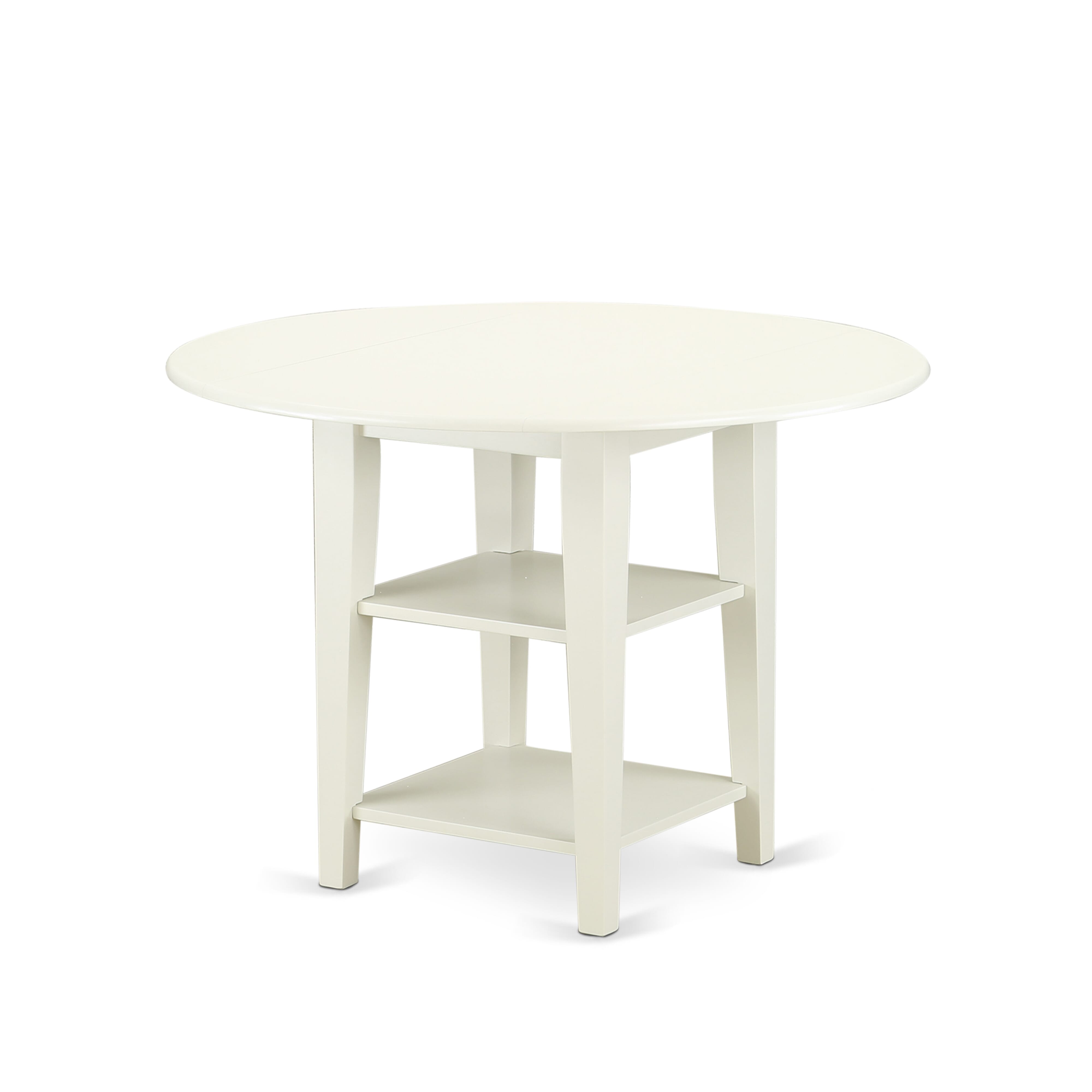 East West Furniture SUAS3-LWH-41 3 Piece contain A Dining Table Set Wood Table and 2 Platinum Gray Faux Leather Kitchen Chairs with Stylish Back- Linen White Finish