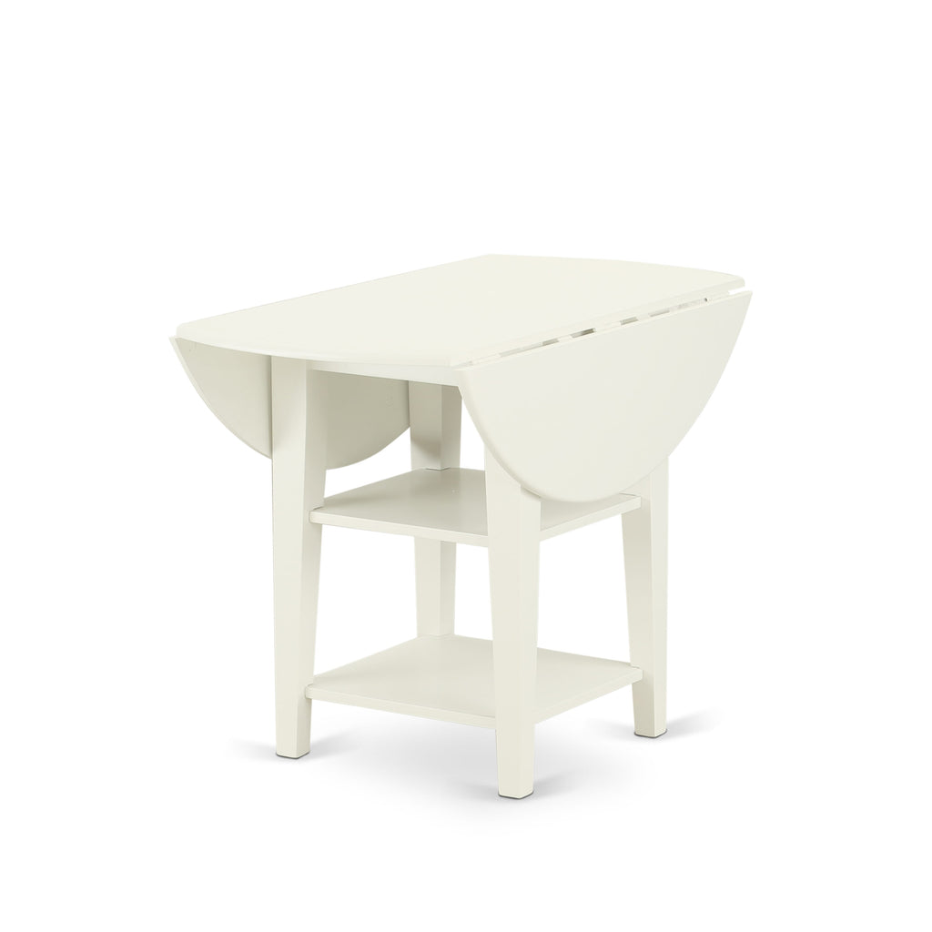 East West Furniture SUAS3-LWH-41 3 Piece contain A Dining Table Set Wood Table and 2 Platinum Gray Faux Leather Kitchen Chairs with Stylish Back- Linen White Finish