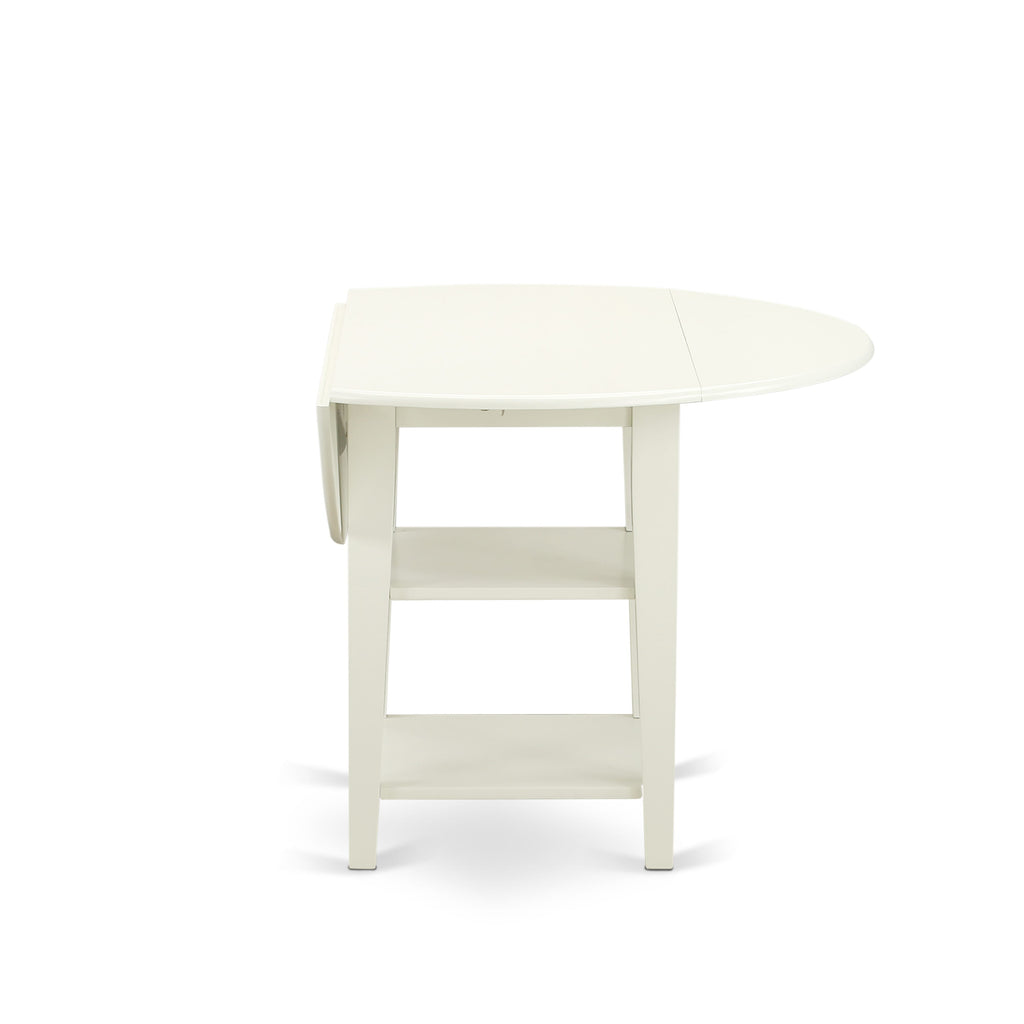 East West Furniture SUAS3-LWH-41 3 Piece contain A Dining Table Set Wood Table and 2 Platinum Gray Faux Leather Kitchen Chairs with Stylish Back- Linen White Finish