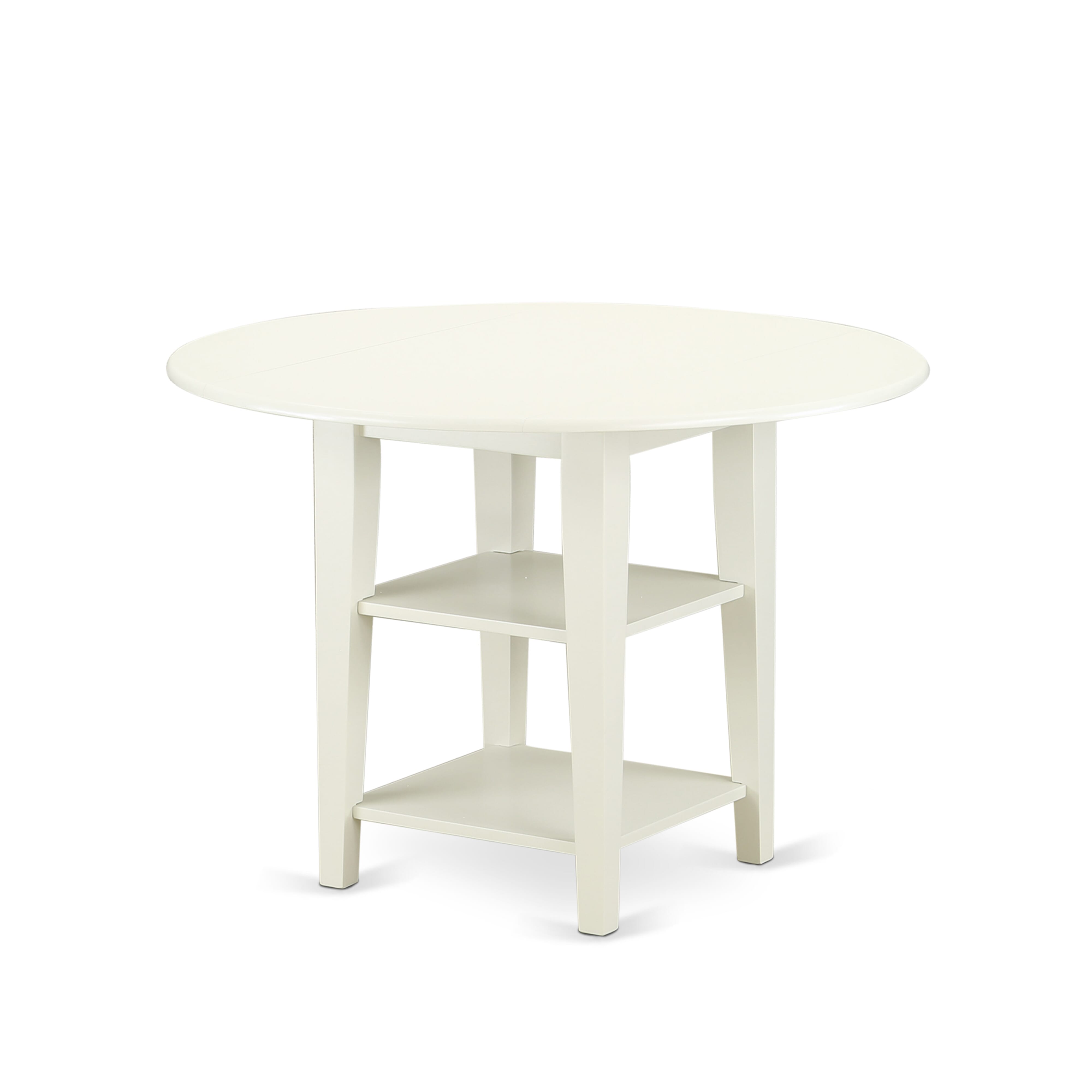 East West Furniture SUAS5-LWH-42 5 Piece Mid-Century Dining Table Set contain A Dinner Table and 4 Beige Red Faux Leather Parson Kitchen Chairs with Stylish Back- Linen White Finish