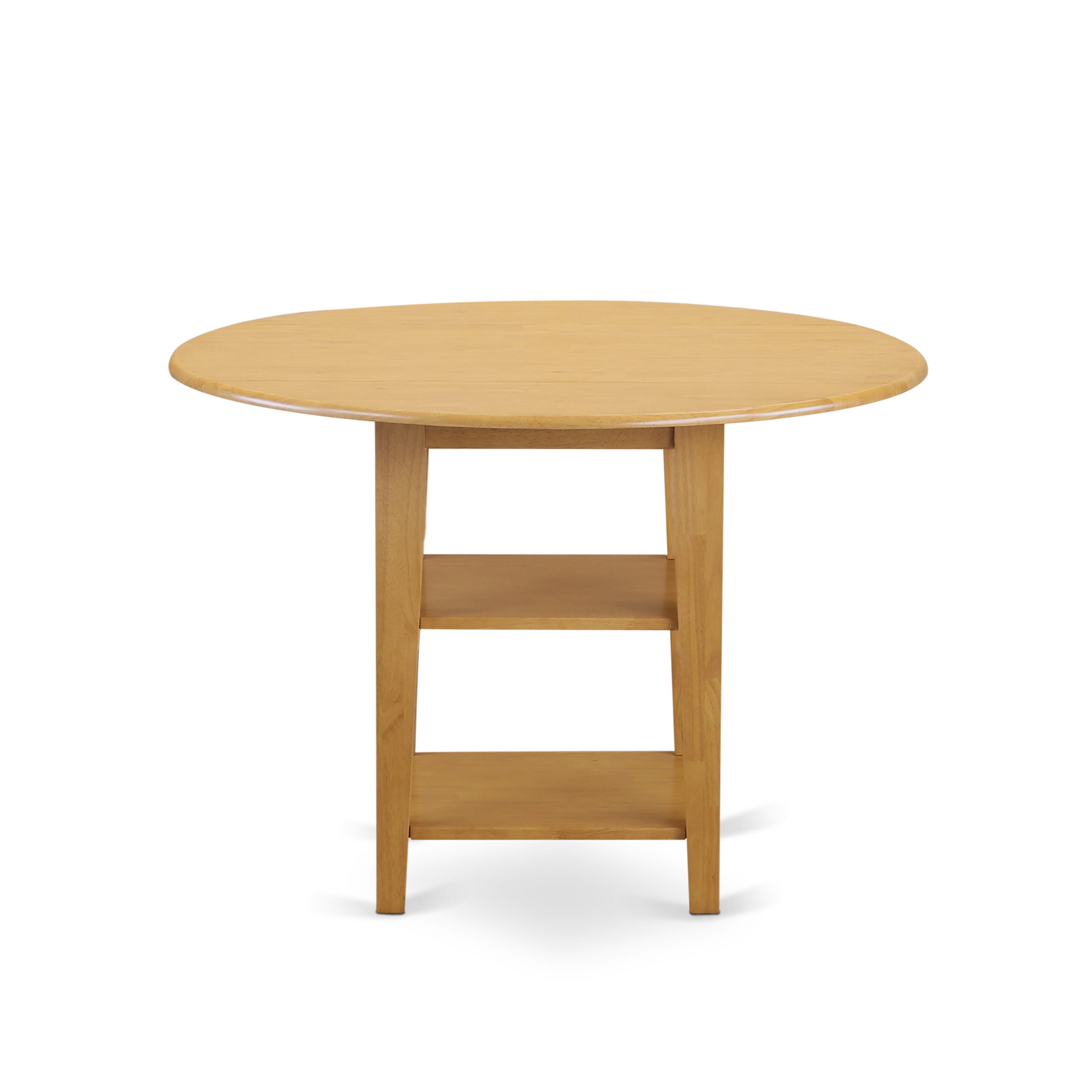 East West Furniture SUAS3-OAK-28 3 Piece Modern Dining Set Includes A Dining Table and 2 Brown Textured Faux Leather Parsons Chairs, Oak