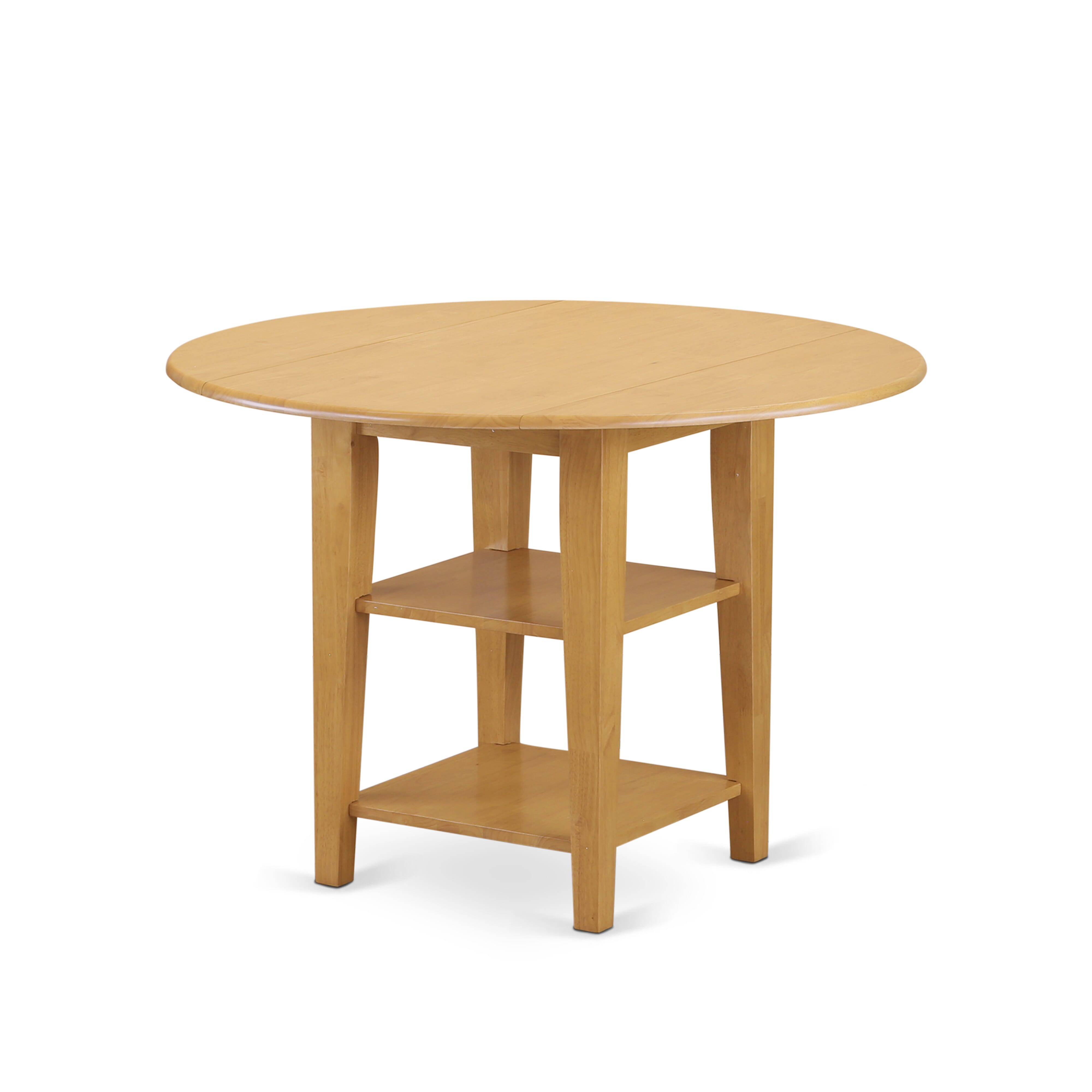 East West Furniture SUAS3-OAK-28 3 Piece Modern Dining Set Includes A Dining Table and 2 Brown Textured Faux Leather Parsons Chairs, Oak