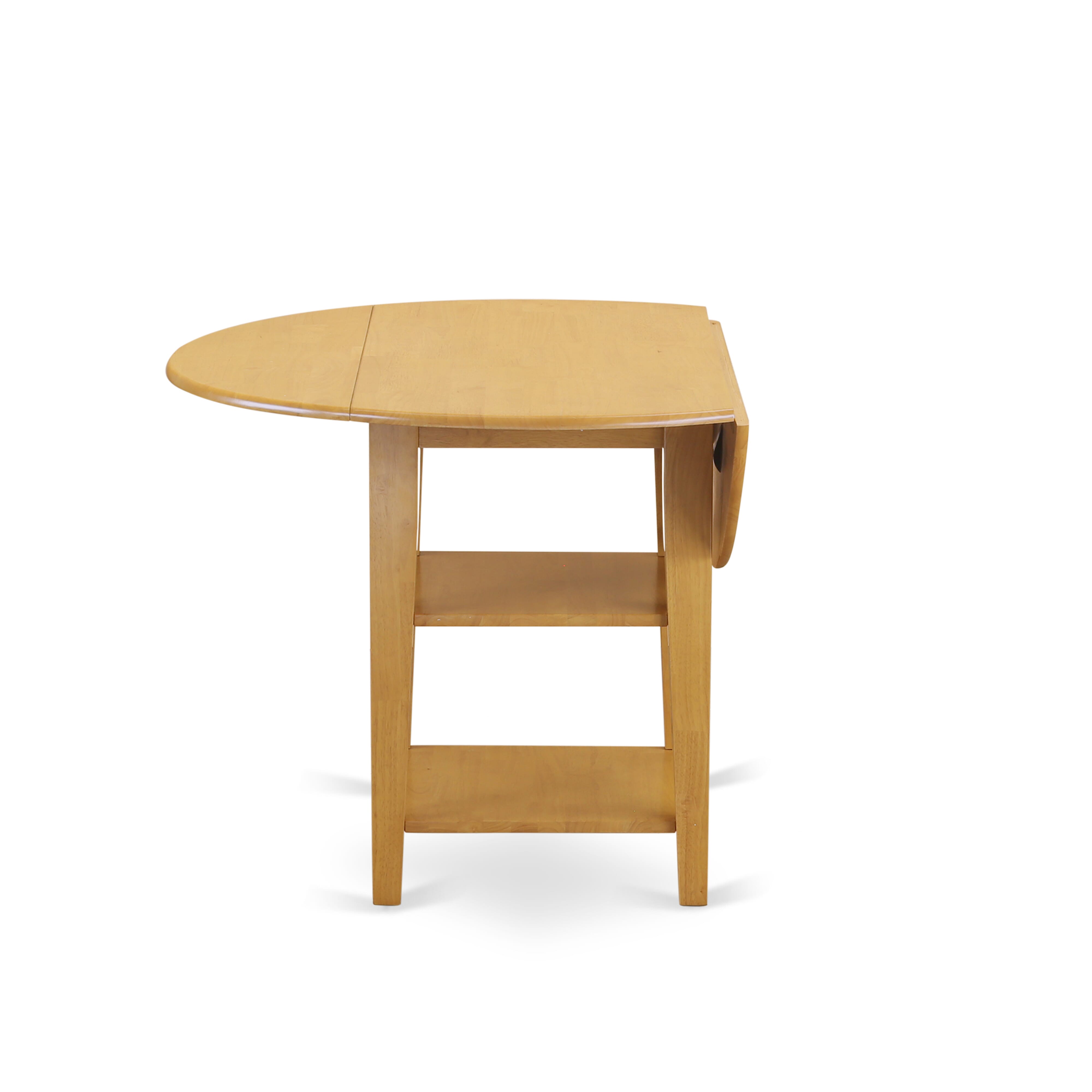 East West Furniture SUAS3-OAK-28 3 Piece Modern Dining Set Includes A Dining Table and 2 Brown Textured Faux Leather Parsons Chairs, Oak