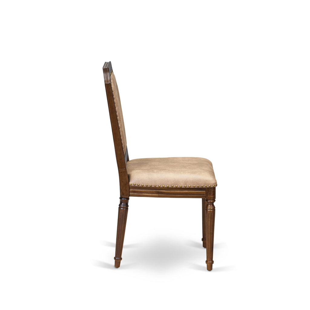Luxe by East West Furniture - TYC-AWA-28 - Parson Chairs with Beige PU Leather Padded Chairs, set of 2, Antique Walnut Finish