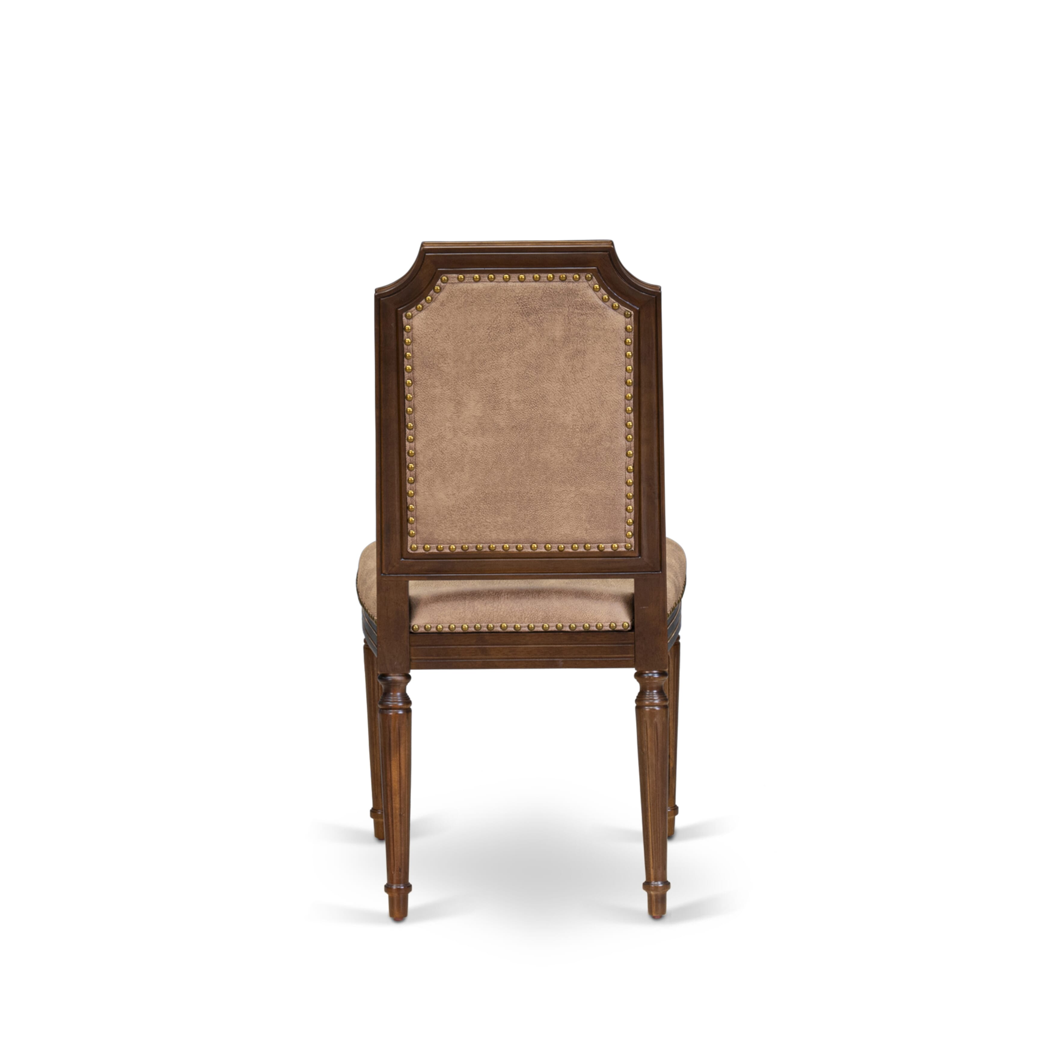 Luxe by East West Furniture NETY5-AWA-28 5-piece Mid-Century Dining Table Set includes a Kitchen Table and 4 Beige PU Leather Dinner Chairs with High Back-Antique Walnut Finish