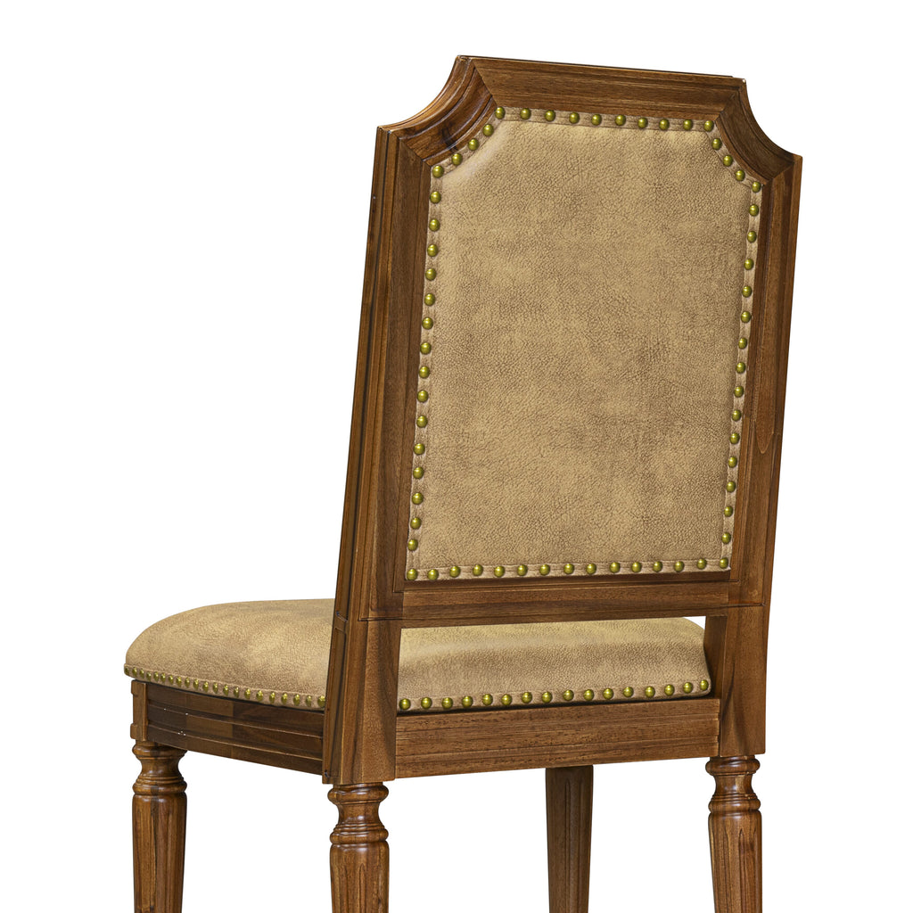 Luxe by East West Furniture - TYC-AWA-28 - Parson Chairs with Beige PU Leather Padded Chairs, set of 2, Antique Walnut Finish