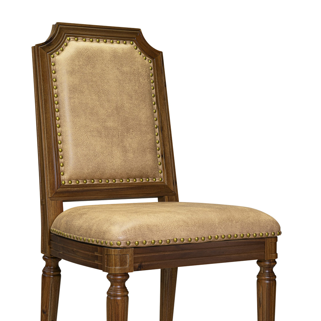 Luxe by East West Furniture - TYC-AWA-28 - Parson Chairs with Beige PU Leather Padded Chairs, set of 2, Antique Walnut Finish