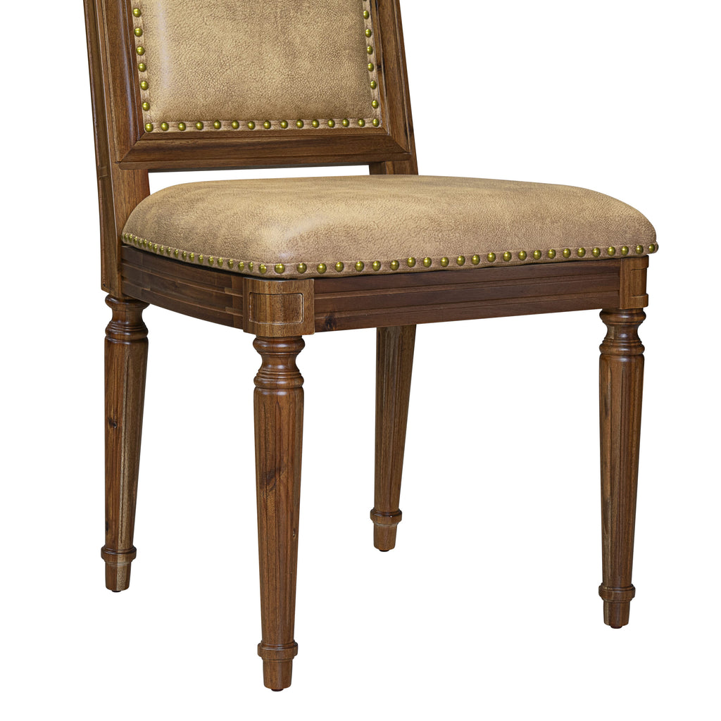 Luxe by East West Furniture - TYC-AWA-28 - Parson Chairs with Beige PU Leather Padded Chairs, set of 2, Antique Walnut Finish