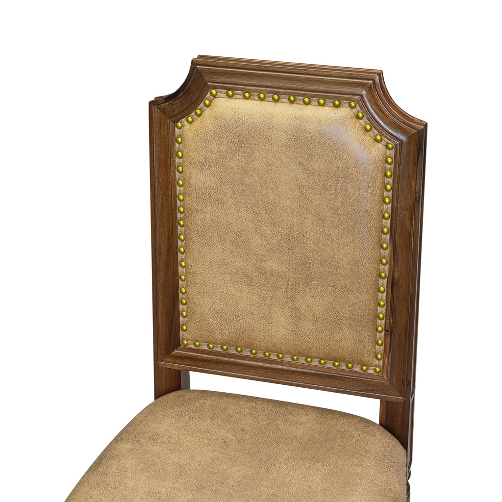 Luxe by East West Furniture - TYC-AWA-28 - Parson Chairs with Beige PU Leather Padded Chairs, set of 2, Antique Walnut Finish