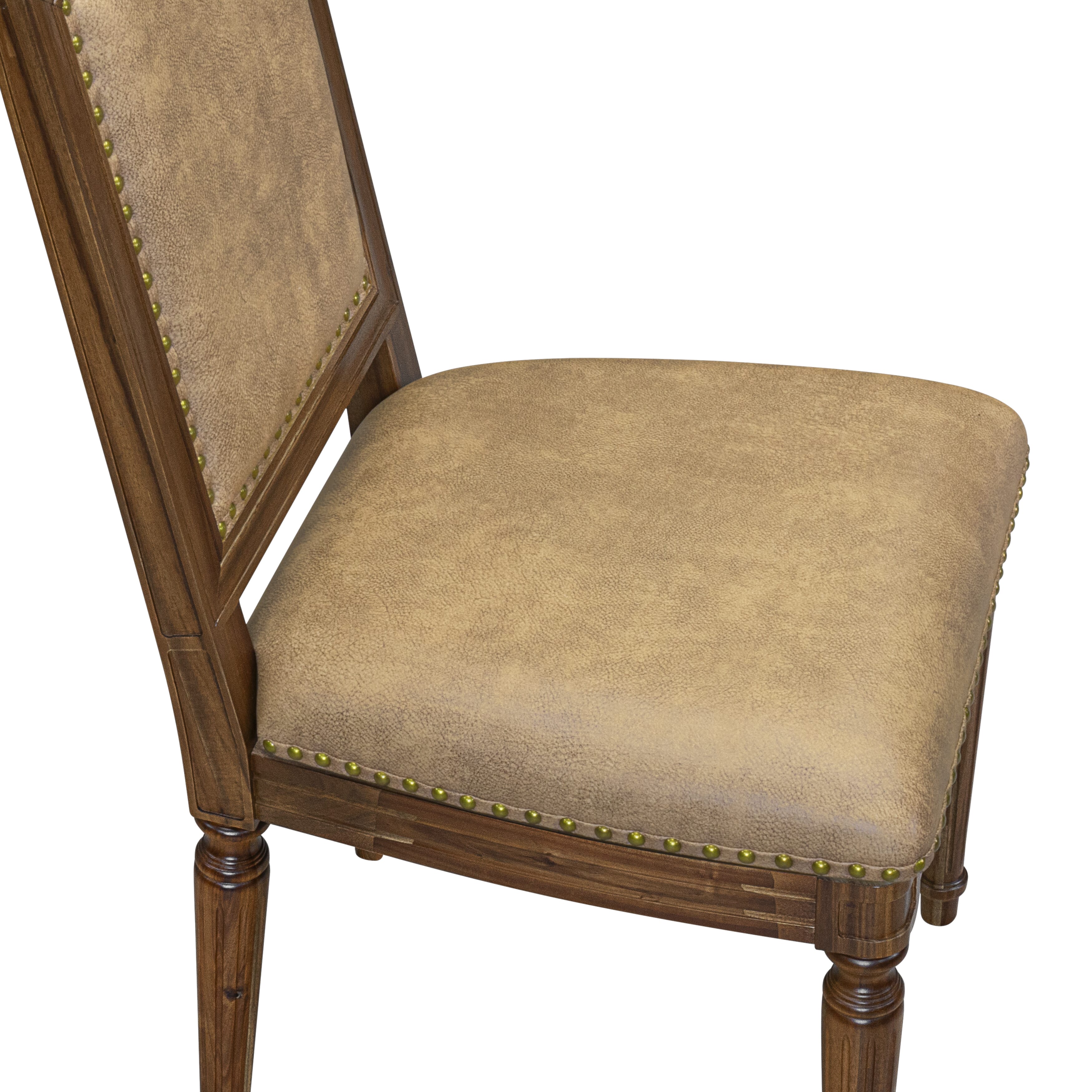 Luxe by East West Furniture LKTY9-AWA-28 9-piece Dining Room Set consists of a Dining Table and 8 Beige PU Leather Kitchen Chairs with High Back-Antique Walnut Finish