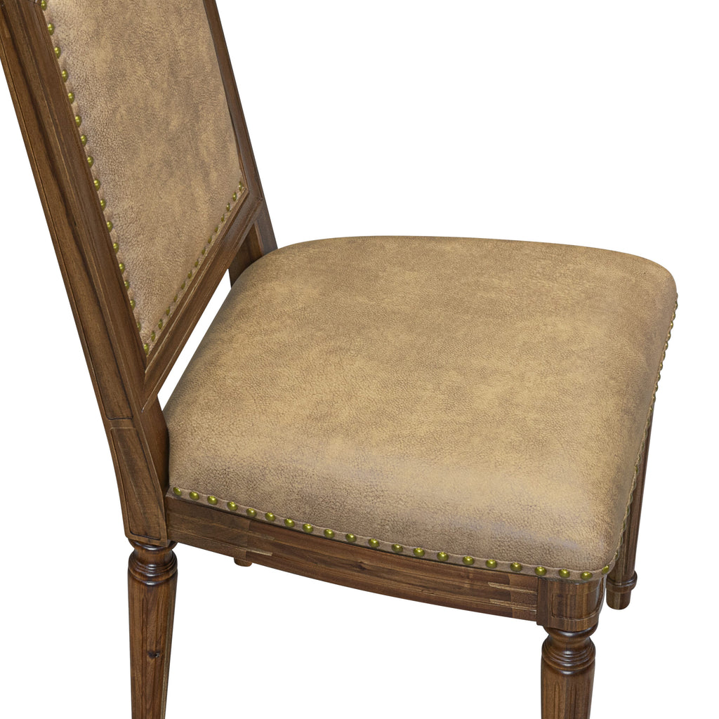 Luxe by East West Furniture LETY7-AWA-28 7-piece Mid-Century Dining Table Set consists of a Kitchen Table and 6 Beige PU Leather Dining room Chairs with High Back-Antique Walnut Finish