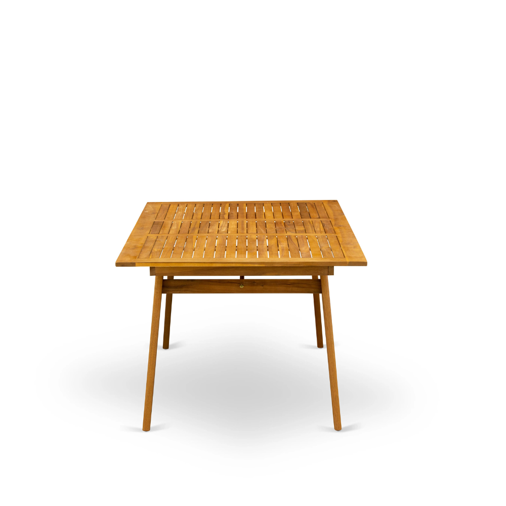 East West Furniture DECM7CWNA 7 Piece Patio Garden Table Set Consist of a Rectangle Outdoor Acacia Wood Dining Table and 6 Folding Side Chairs