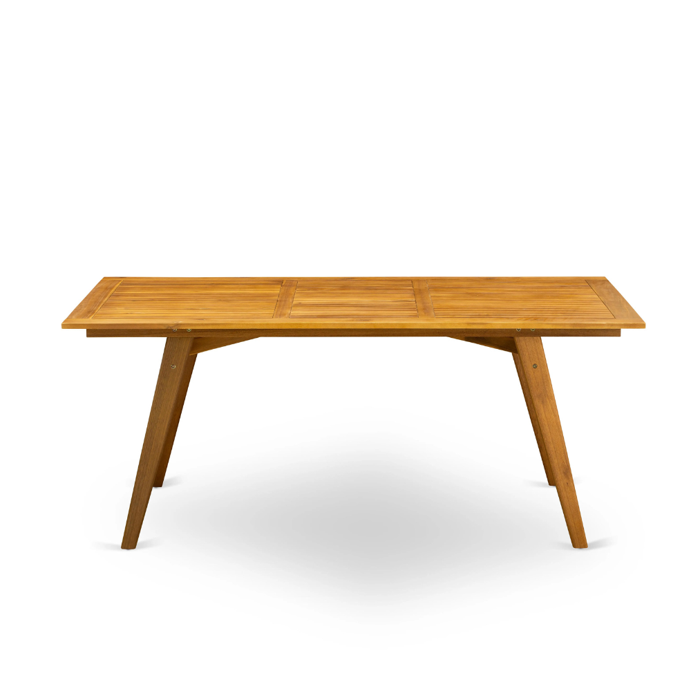East West Furniture DEDK7CWNA 7 Piece Outdoor Patio Dining Sets Consist of a Rectangle Acacia Wood Table and 6 Folding Side Chairs