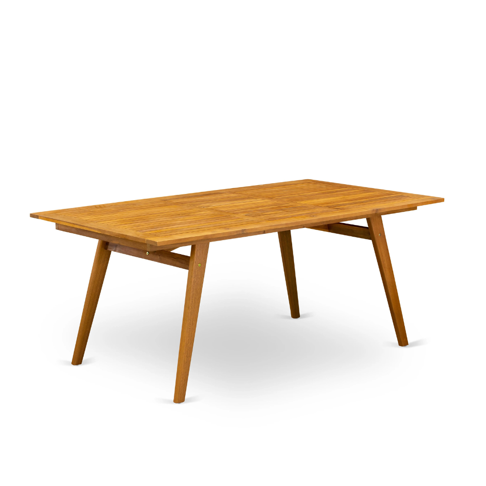 East West Furniture DEDK9CWNA 9 Piece Outdoor Patio Dining Sets Includes a Rectangle Acacia Wood Table and 8 Folding Side Chairs