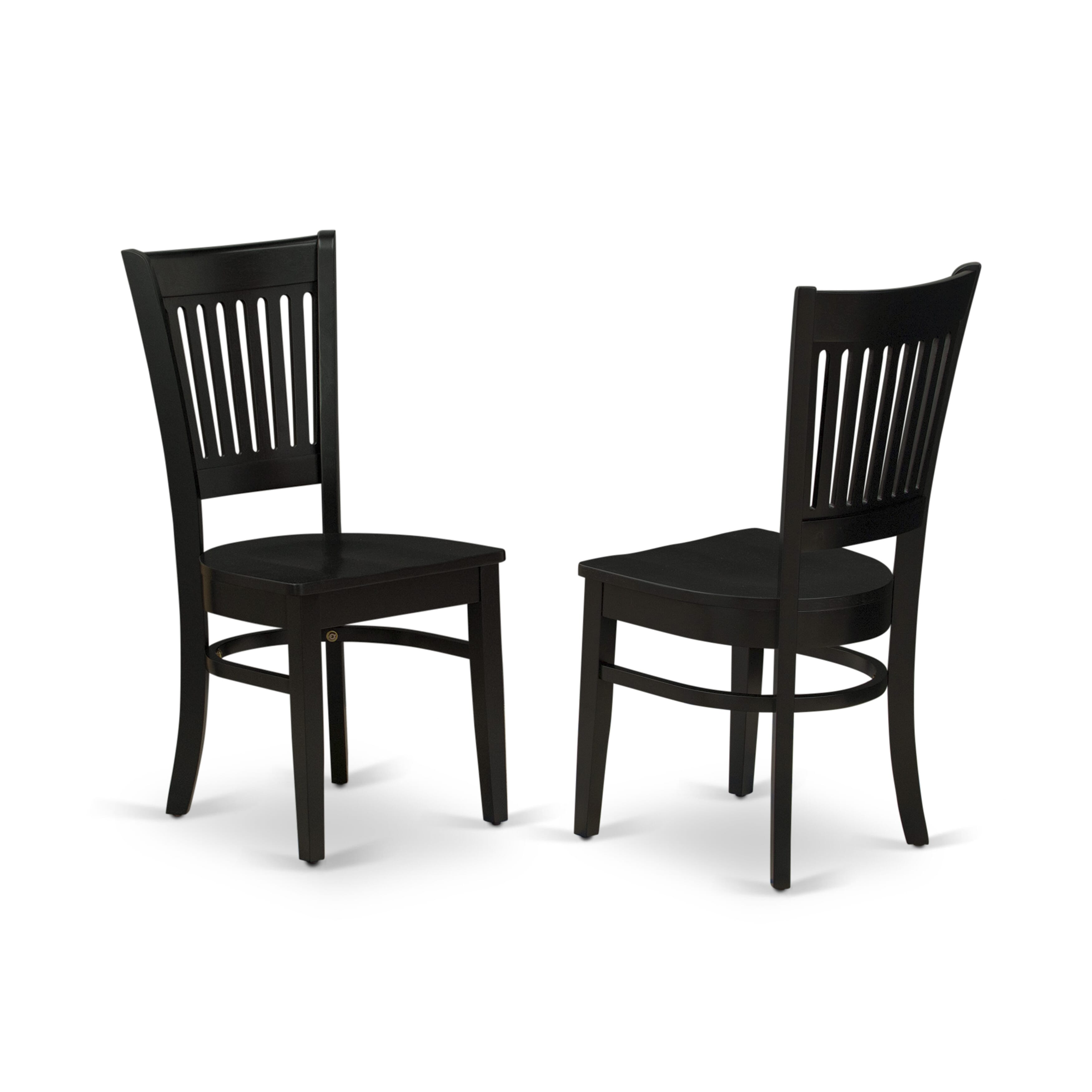 Luxe by East West Furniture 48VA5-109-W 5-Piece modern dining set includes a round pedestal kitchen table and 4 Slatted Back kitchen chairs, Black finish.