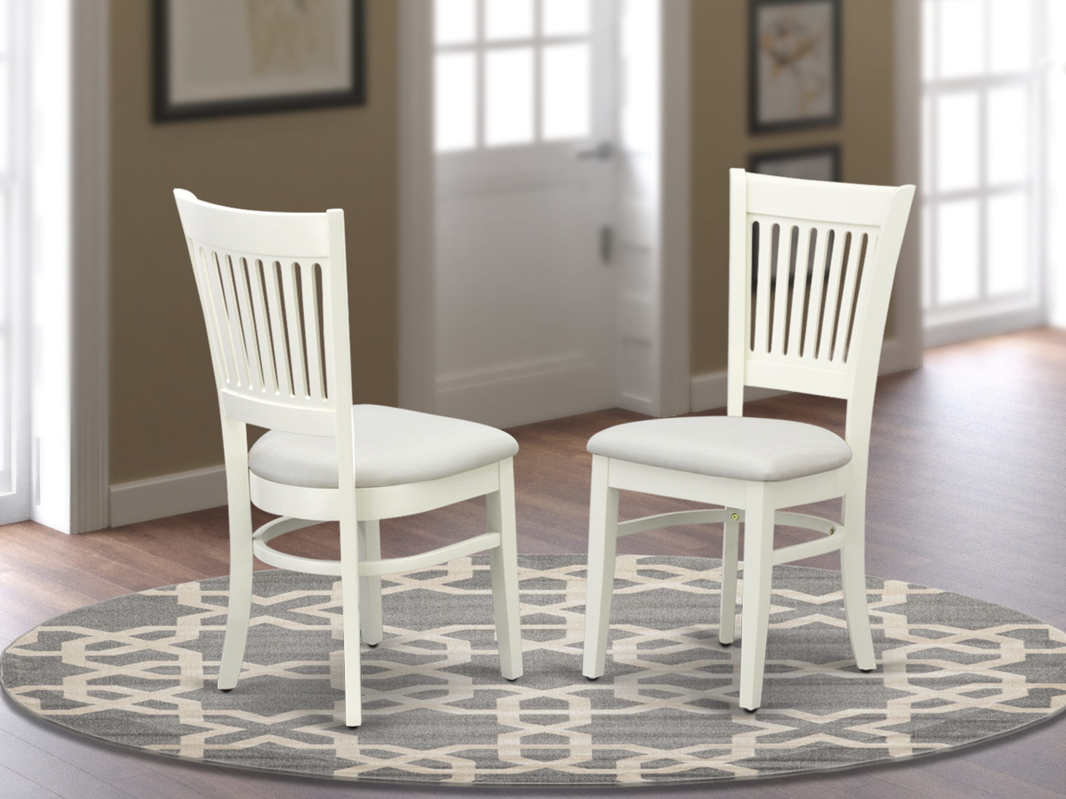 Luxe by East West Furniture 48VA5-204-C 5-Pc Mid Century Dining Set Include a Dining Table with Veined Marble Pattern Tabletop and 4 Linen white Linen Fabric Chairs, Linen white