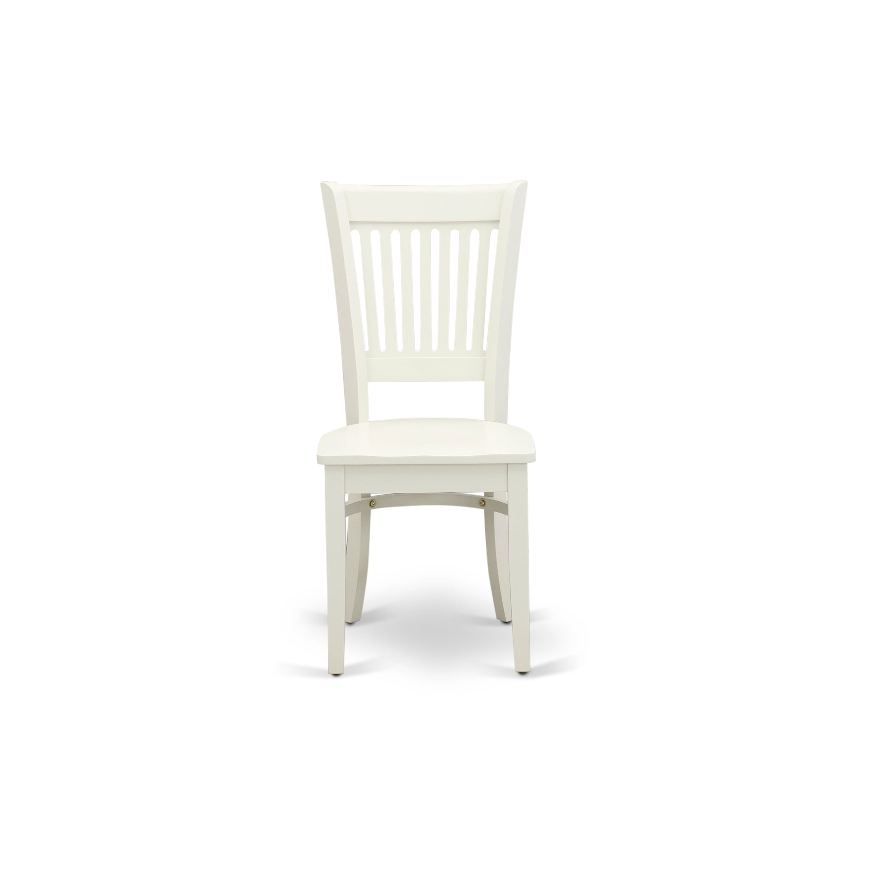 Luxe by East West Furniture 42VA3-208-W 3-piece modern table set Consists a pedestal dining table and 2 slatted-back dining chairs, Linen White finish.