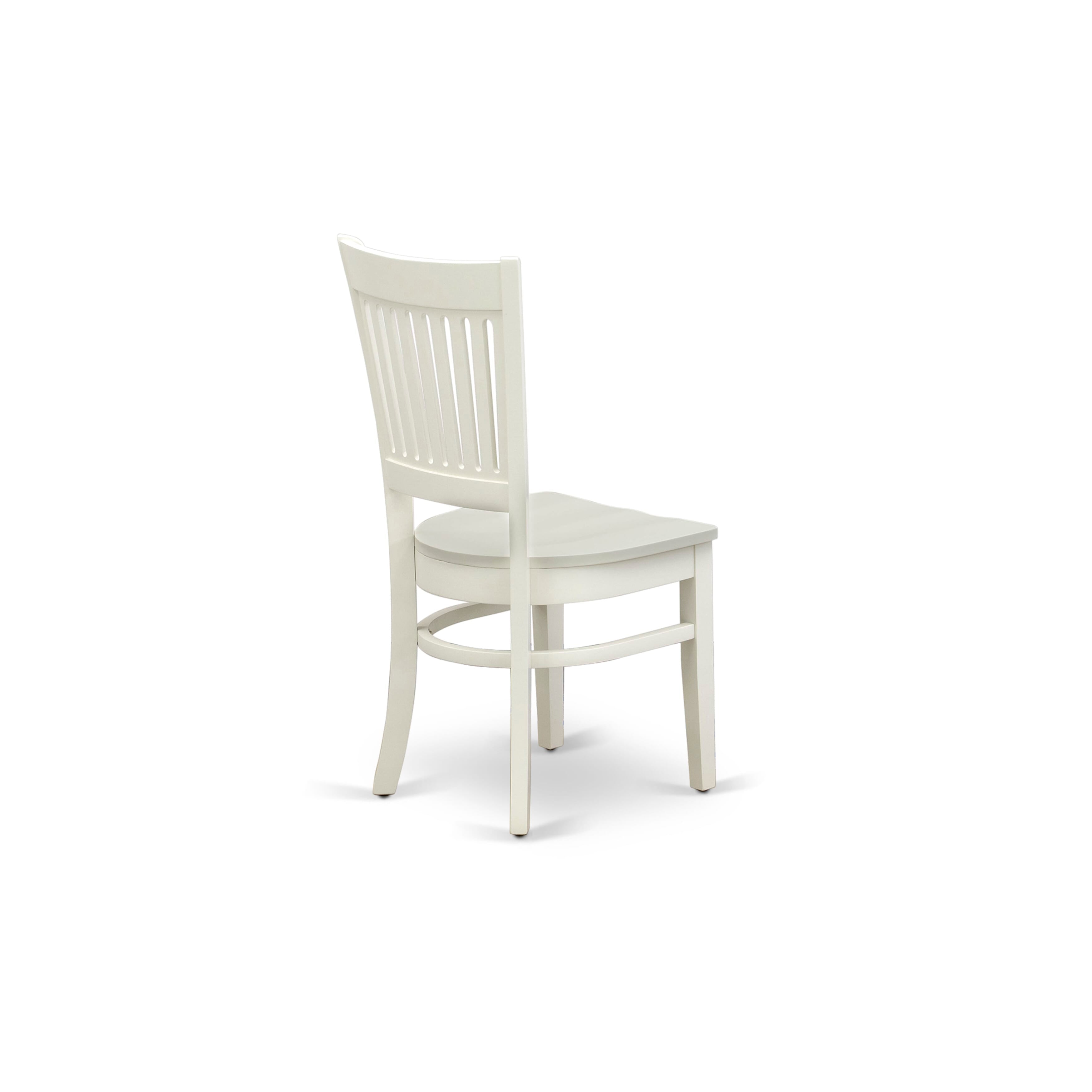 Luxe by East West Furniture 42VA3-208-W 3-piece modern table set Consists a pedestal dining table and 2 slatted-back dining chairs, Linen White finish.