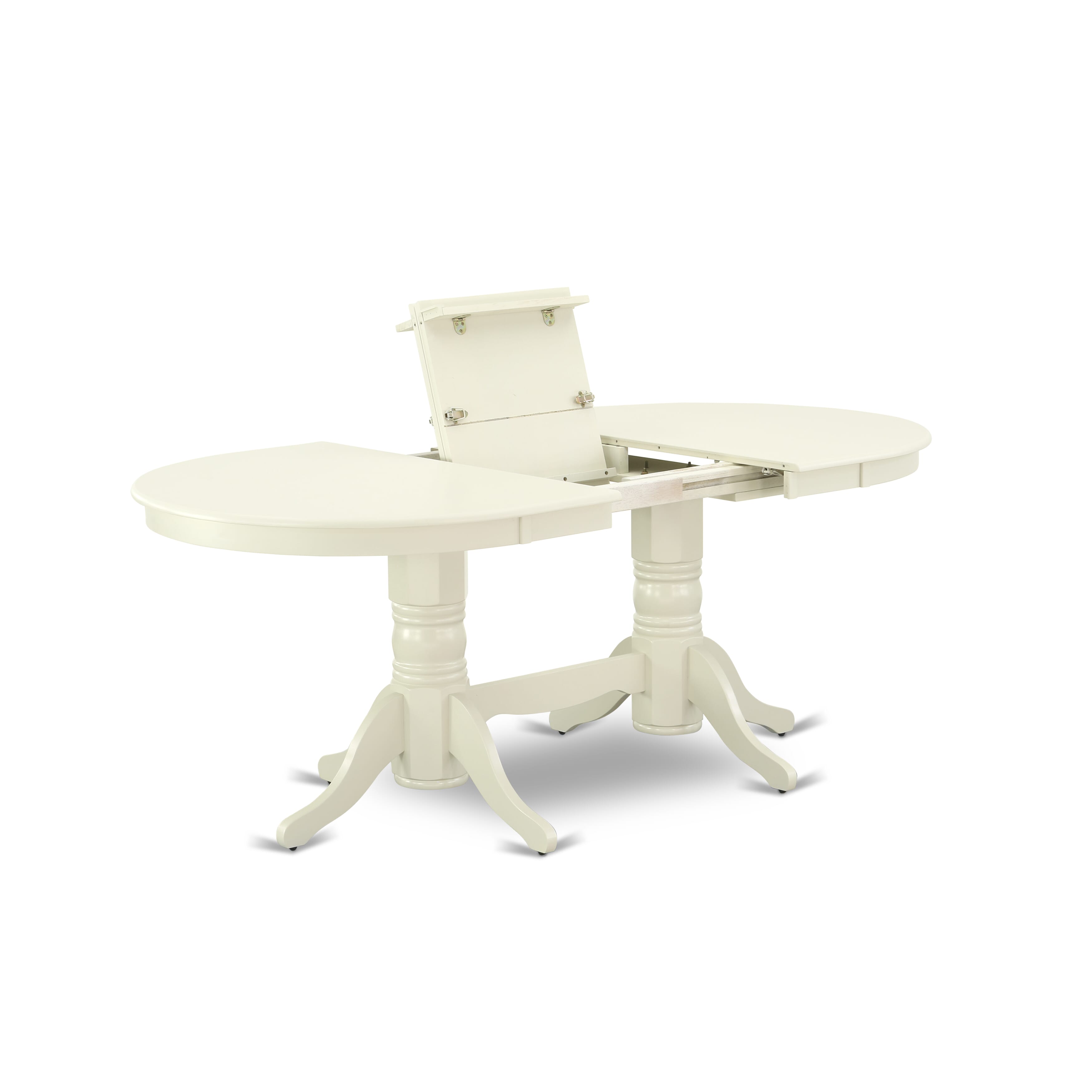 East West Furniture VADA7-LWH-22 7 Piece Kitchen Table Set Includes an Oval Dining Table with Removable leaf and 6 Upholstered Parson Chairs, 40x76 Inch, linen white