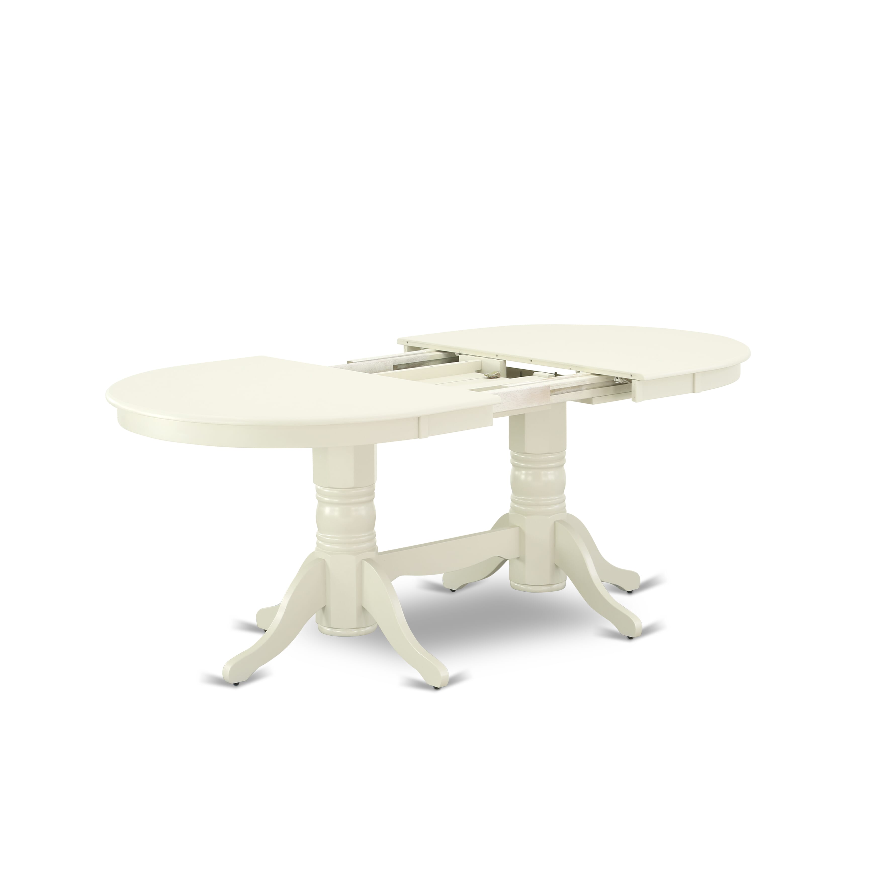 East West Furniture VADA7-LWH-27 7 Piece Kitchen Table Set Consists of an Oval Dining Table with Removable leaf and 6 Upholstered Chairs, 40x76 Inch, linen white