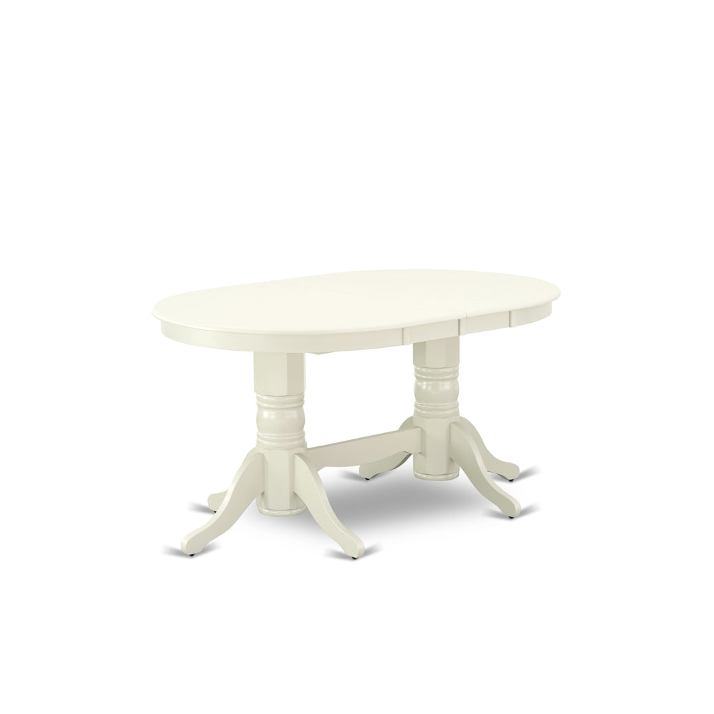 East West Furniture VADA7-LWH-29 7 Piece Kitchen Table Set Includes an Oval Dining Table with Removable leaf and 6 Padded Chairs, 40x76 Inch, linen white