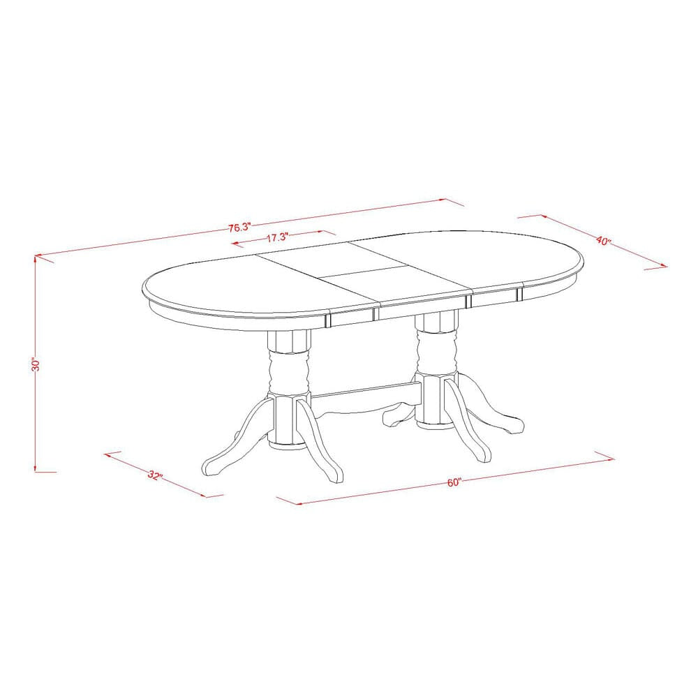 East West Furniture VADA7-LWH-32 7 Piece Dining Table Set Includes an Oval Kitchen Table with Removable leaf and 6 Upholstered Chairs, 40x76 Inch, linen white