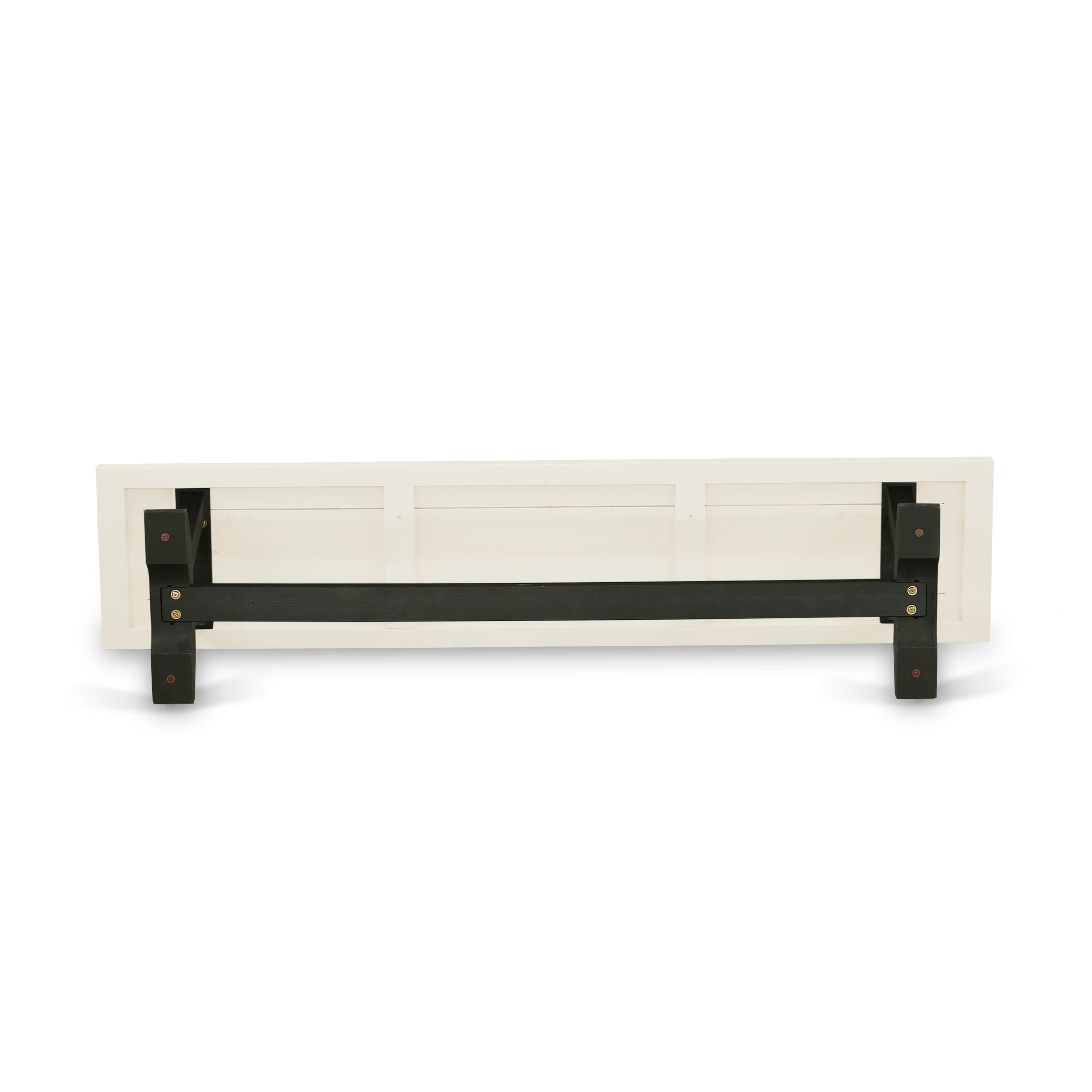 East West Furniture V627MZ606-6 6 Pc Kitchen Table Set - A linen white Top Dinner Table with a Bench and 4 Shitake Linen Fabric Parson Chairs - Wire Brushed Black Finish