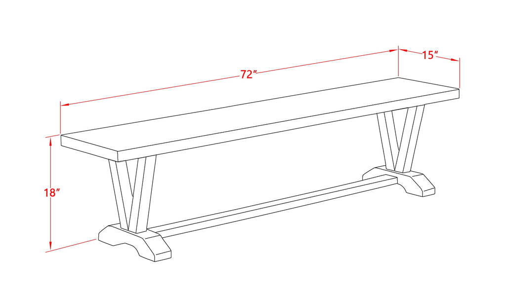 Juego de mesa de comedor de 6 piezas East West Furniture V727EL718-6. Contiene una mesa de cocina rectangular con patas en V y 4 sillas Parson de tela de lino marrón con un banco.