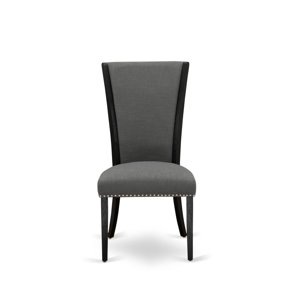 Juego de mesa de comedor Luxe East West Furniture X12VE-0C6-50 de 14 piezas: una mesa de comedor rectangular con una mesa de centro y 12 sillas de cocina de tela de lino gris Gotham oscuro