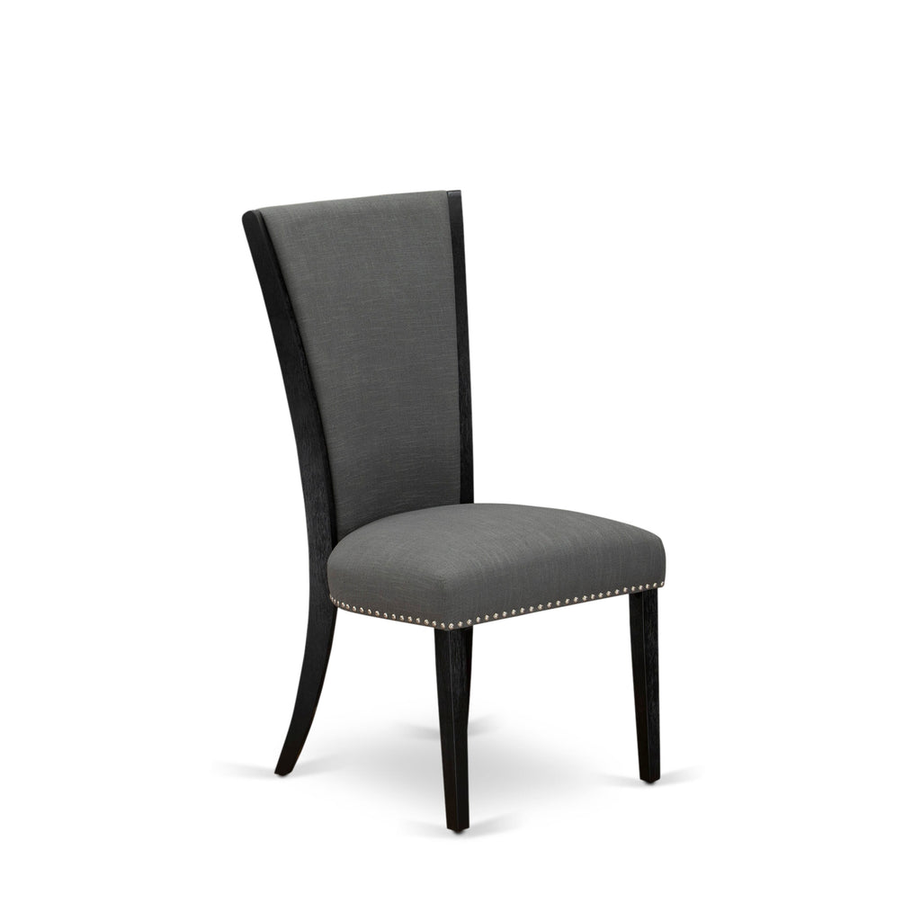 Juego de mesa de comedor Luxe East West Furniture X12VE-0C6-50 de 14 piezas: una mesa de comedor rectangular con una mesa de centro y 12 sillas de cocina de tela de lino gris Gotham oscuro