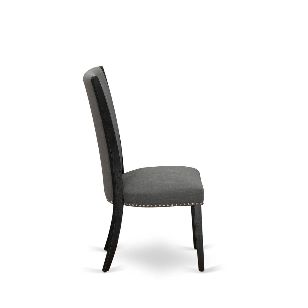 Juego de mesa de comedor Luxe East West Furniture X12VE-0C6-50 de 14 piezas: una mesa de comedor rectangular con una mesa de centro y 12 sillas de cocina de tela de lino gris Gotham oscuro