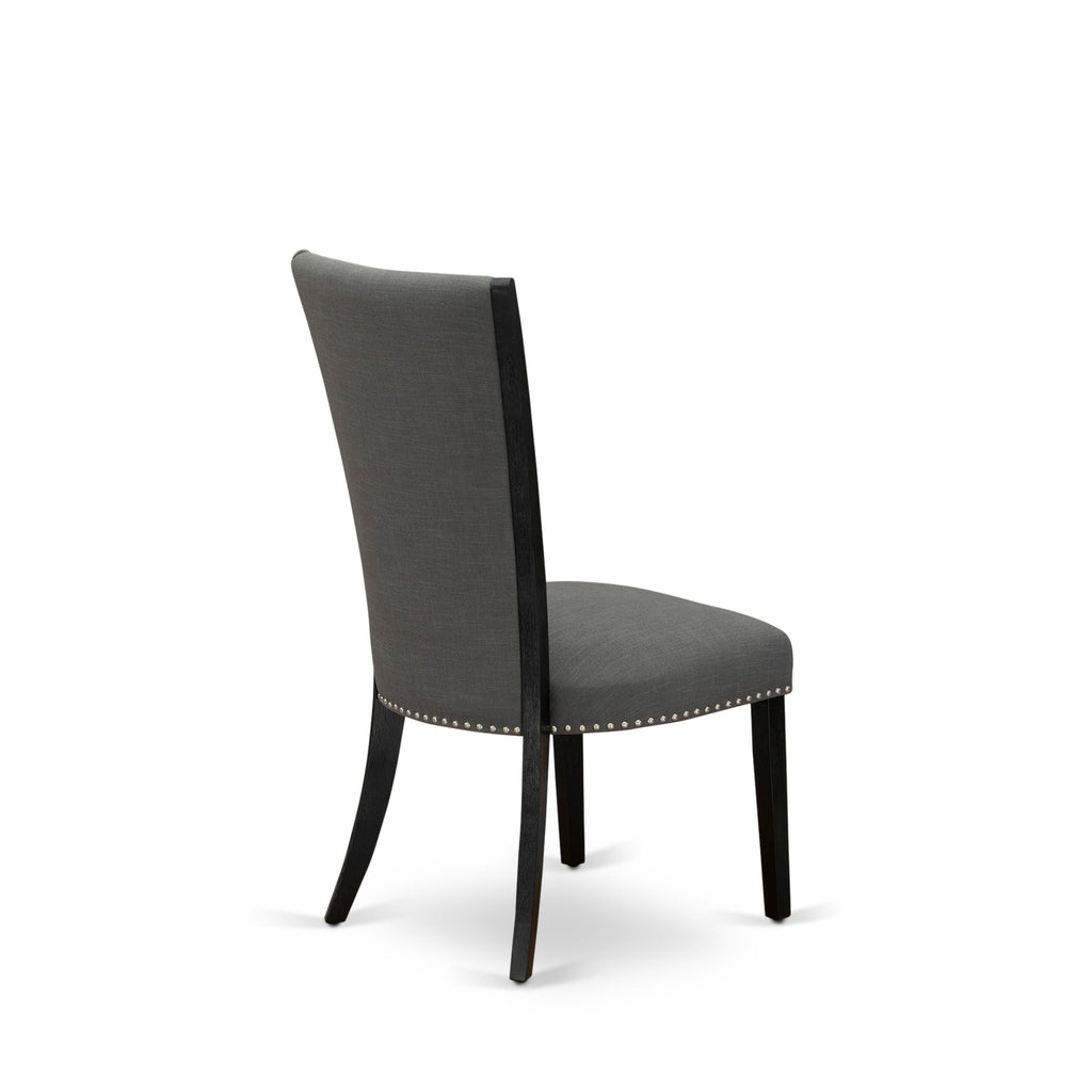 Juego de mesa de comedor Luxe East West Furniture X12VE-0C6-50 de 14 piezas: una mesa de comedor rectangular con una mesa de centro y 12 sillas de cocina de tela de lino gris Gotham oscuro