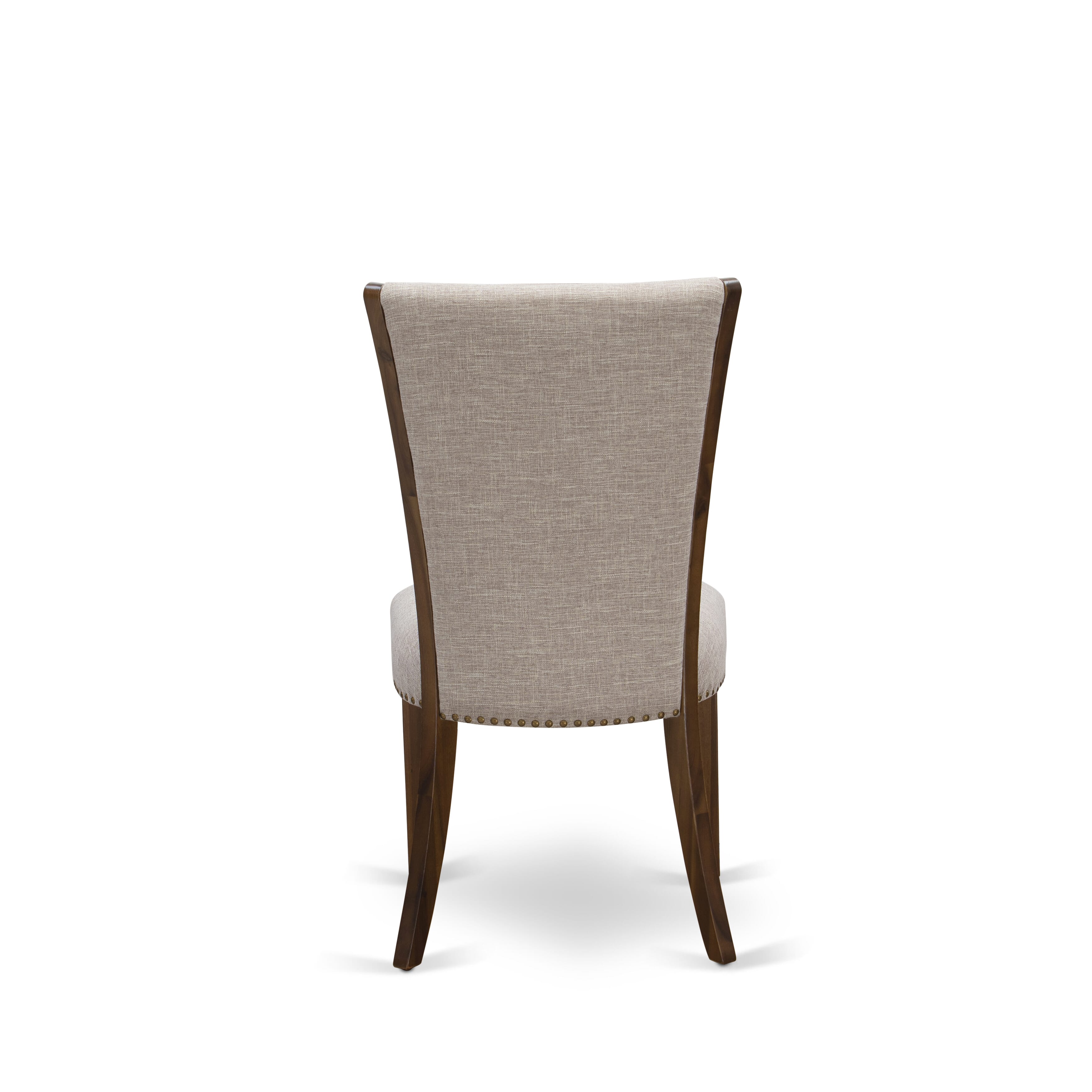Luxe by East West Furniture I2VE7-50N-04 7 Piece Dining Set for 6 Contains a 54" Round Table with Pedestal and 6 Light Tan Linen Fabric Parson Chairs, Antique Walnut