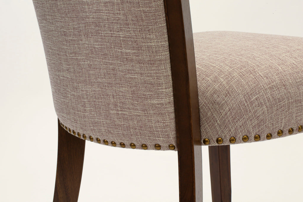 Luxe by East West Furniture I8VE7-40N-04 7 Piece Dining Set Consists of a 48" Round Table with Pedestal and 6 Light Tan Linen Fabric Upholstered Chairs, Antique Walnut