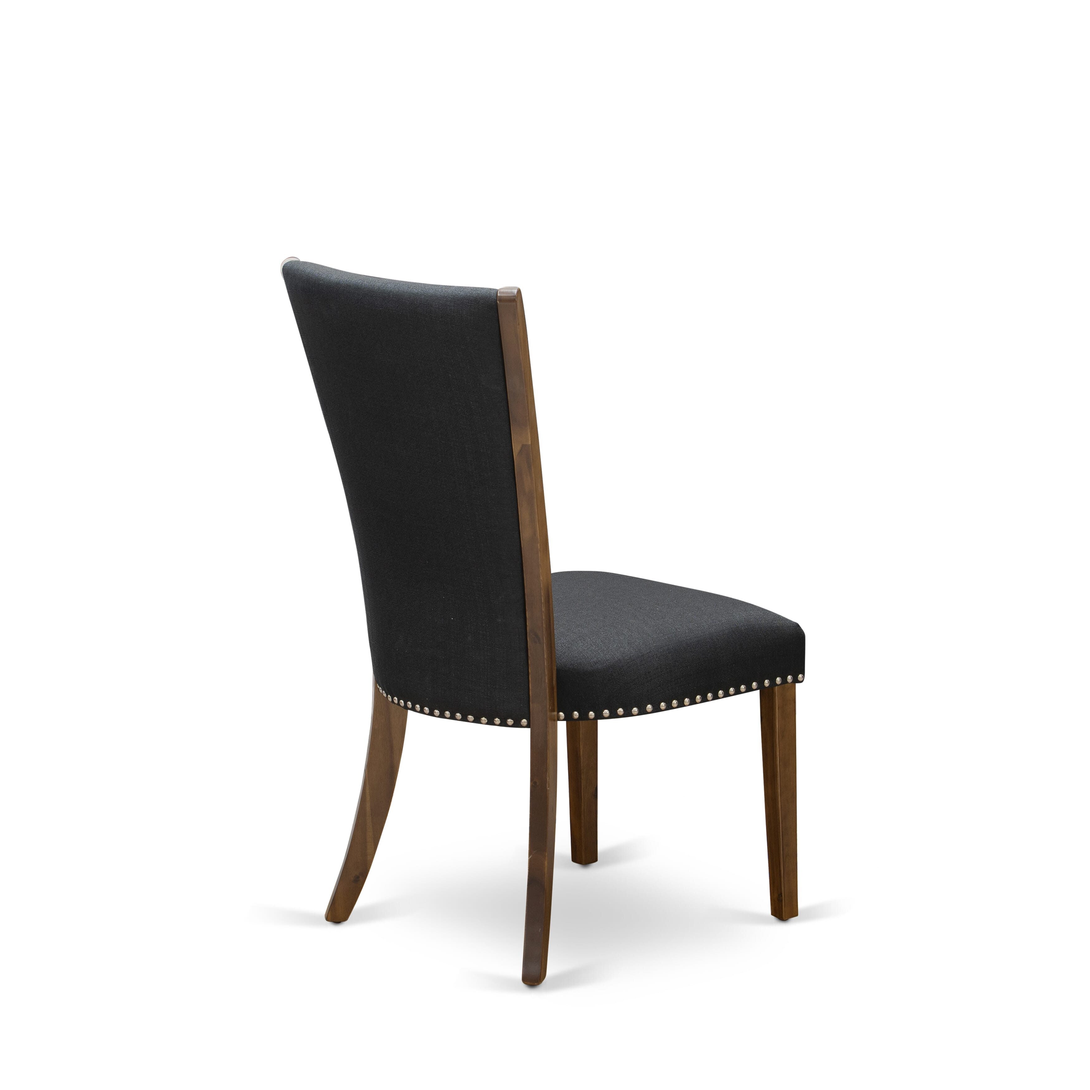Luxe by East West Furniture I8VE5-50N-24 5 Piece Dining Set for 4 Consists of a 54" Round Table with Pedestal and 4 Black Linen Fabric Parson Chairs, Antique Walnut