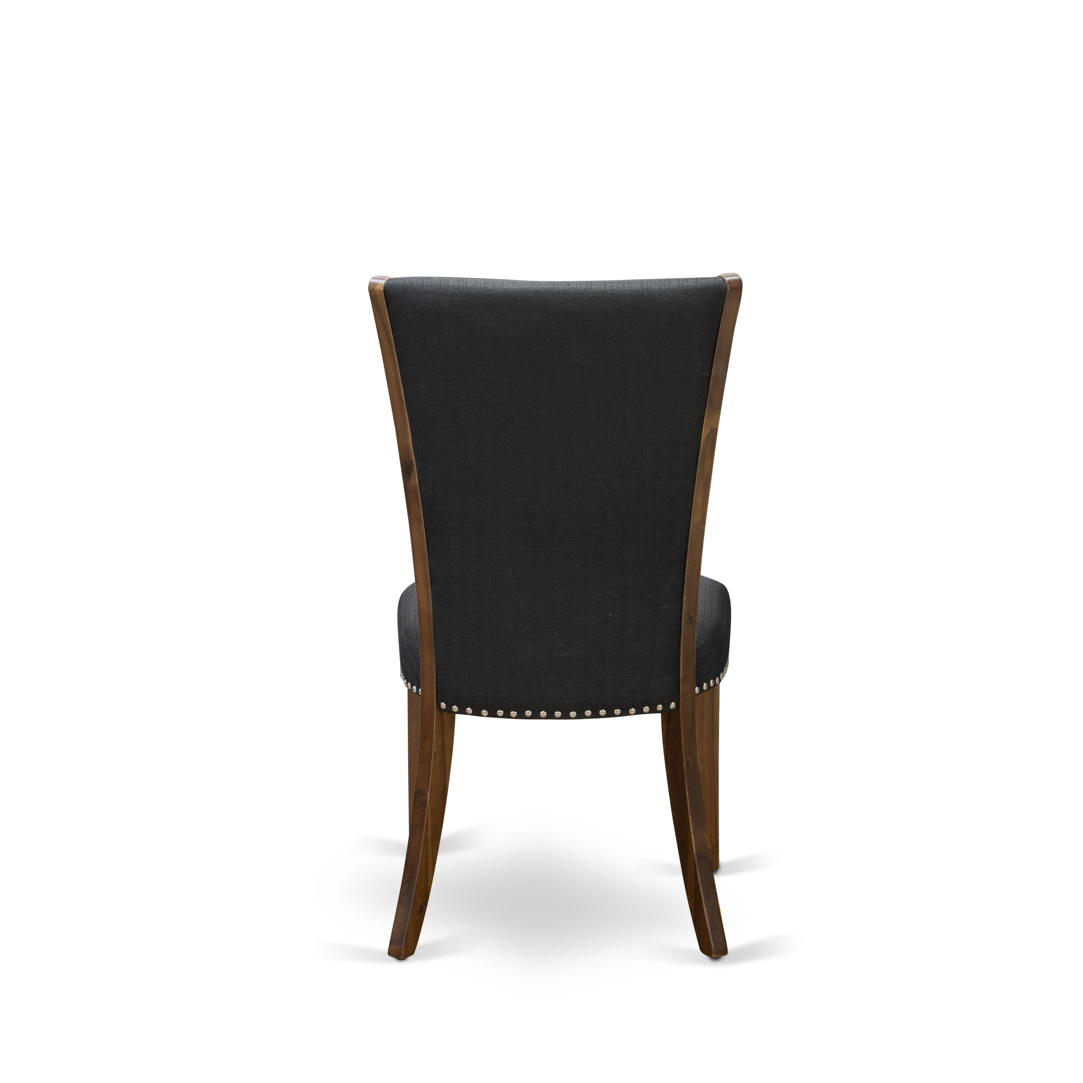 Luxe by East West Furniture LKVE9-AWA-24 9-piece Dining Table Set includes a Kitchen Table and 8 Black Linen Fabric Dining Chairs with Button tufted Back - Antique Walnut Finish
