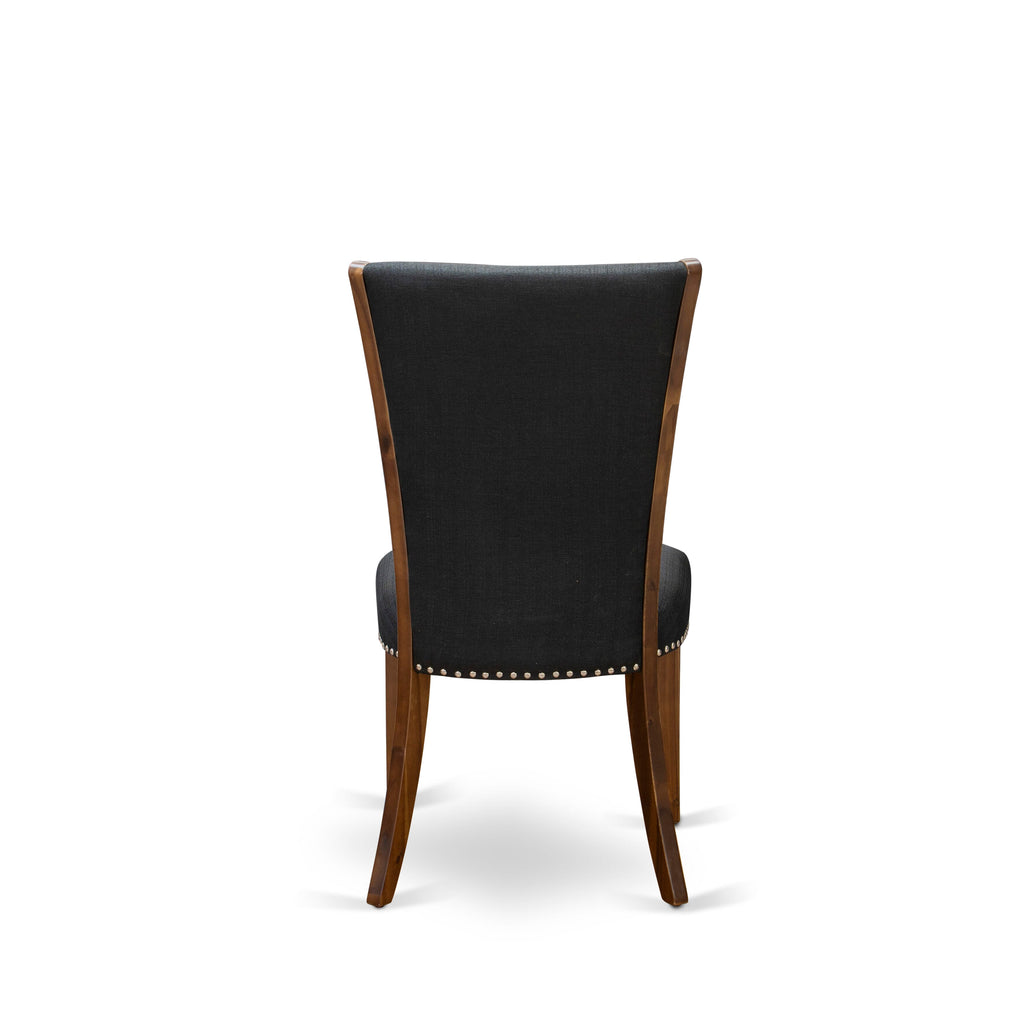 Luxe by East West Furniture I7VE5-40N-24 5 Piece Dining Table Set Includes a 48" Round Kitchen Table with Pedestal and 4 Black Linen Fabric Parson Chairs, Antique Walnut