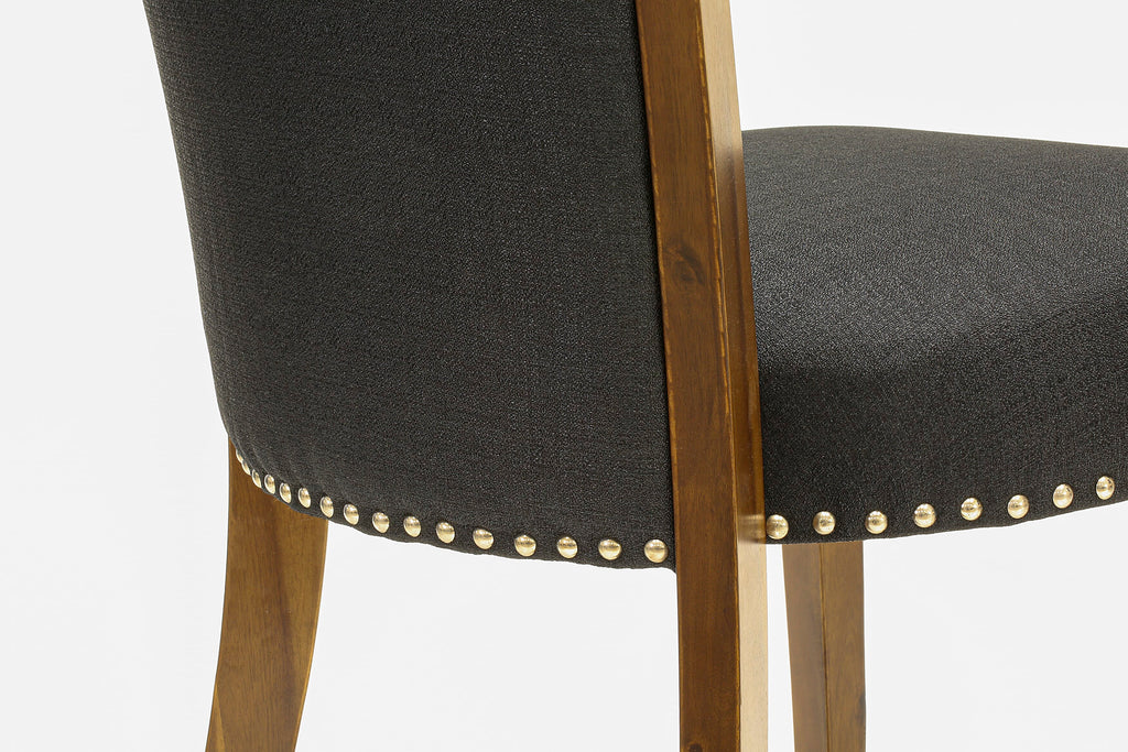 Luxe by East West Furniture I7VE5-50N-24 5 Piece Dinette Set for 4 Contains a 54" Round Table with Pedestal and 4 Black Linen Fabric Upholstered Chairs, Antique Walnut