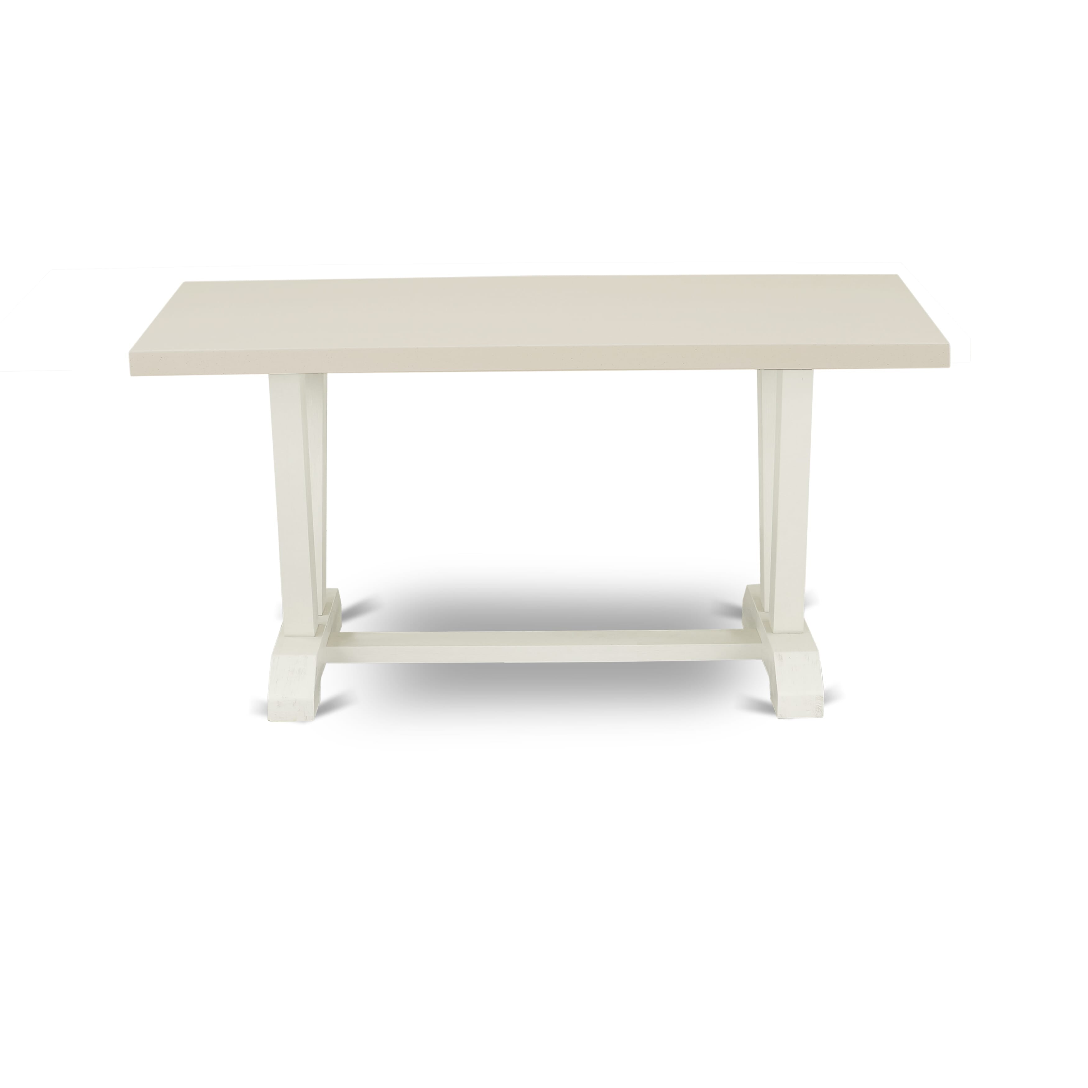East West Furniture V026EN206-7 7-Pc Dining room Table Set a Fantastic linen white Modern Dining Table top and 6 Beautiful Parson dining room chairs with Nail Heads and linen white Finish