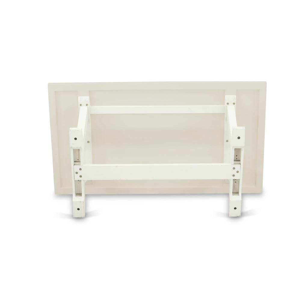 Juego de comedor East West Furniture V027BR202-9 de 9 piezas. Incluye una mesa de comedor rectangular con patas en V y 8 sillas Parson tapizadas en tela de lino beige claro.