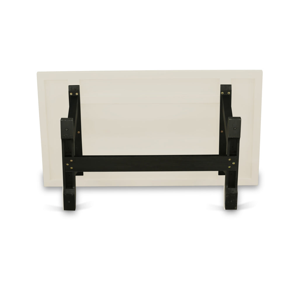 East West Furniture 5-Pc rectangular Dinette Set Included 4 Dining chairs Upholstered Seat and High Button Tufted Chair Back and Rectangular Mid Century Dining Table with Linen White rectangular Table Top - Black Finish