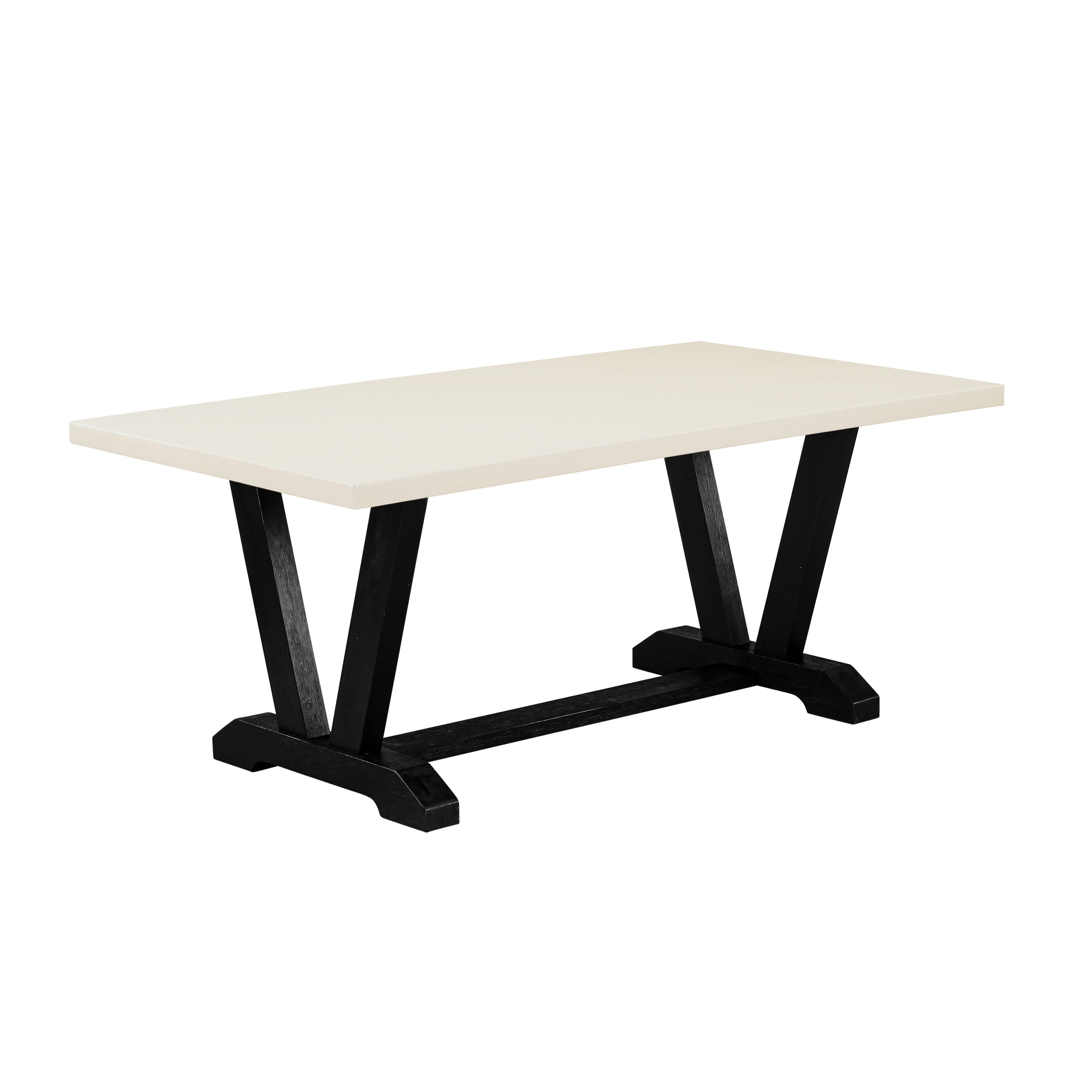 East West Furniture V627MZ650-5 5 Piece Modern Dining Table Set - linen white Top Dining Table with Trestle Base and 4 Dark Gotham Grey Linen Fabric Wooden Dining Chairs - Wire Brushed Black Finish