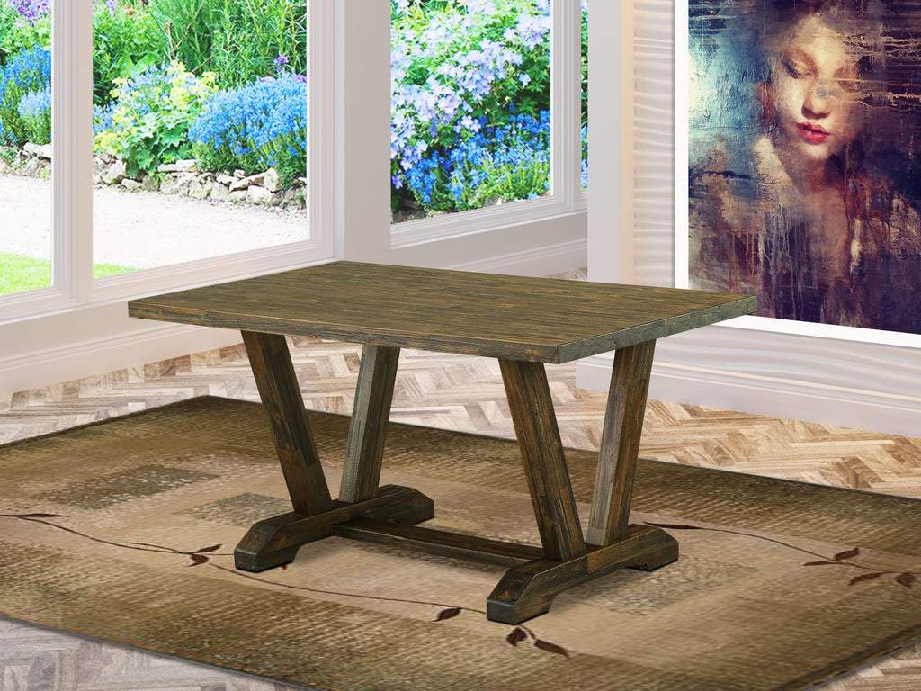 East West Furniture V776FO749-5 5 Pc Dining Table Set - 4 Black Parsons Chair and Rectangular Table - Distressed Jacobean Finish