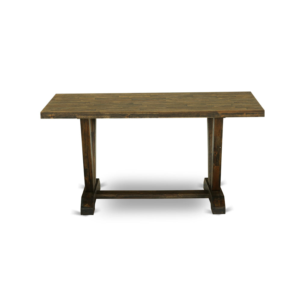 East West Furniture V776FO749-5 5 Pc Dining Table Set - 4 Black Parsons Chair and Rectangular Table - Distressed Jacobean Finish