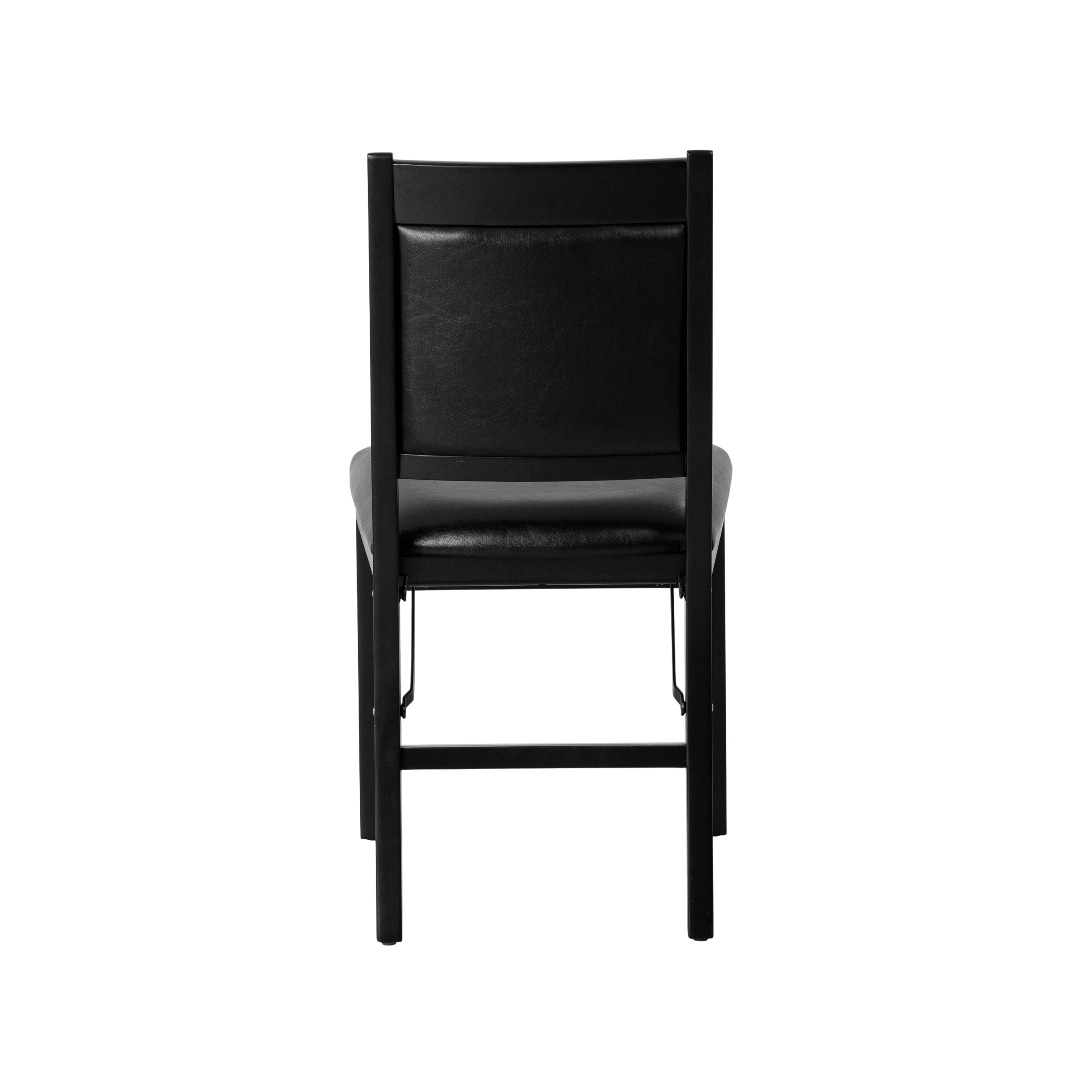 East West Furniture - WCC-BLK-49 - Waco Folding Mid-Century Kitchen Chairs with PU Leather Seat, Fully Assembled, Padded Back Design, Set of 2, Black Finish