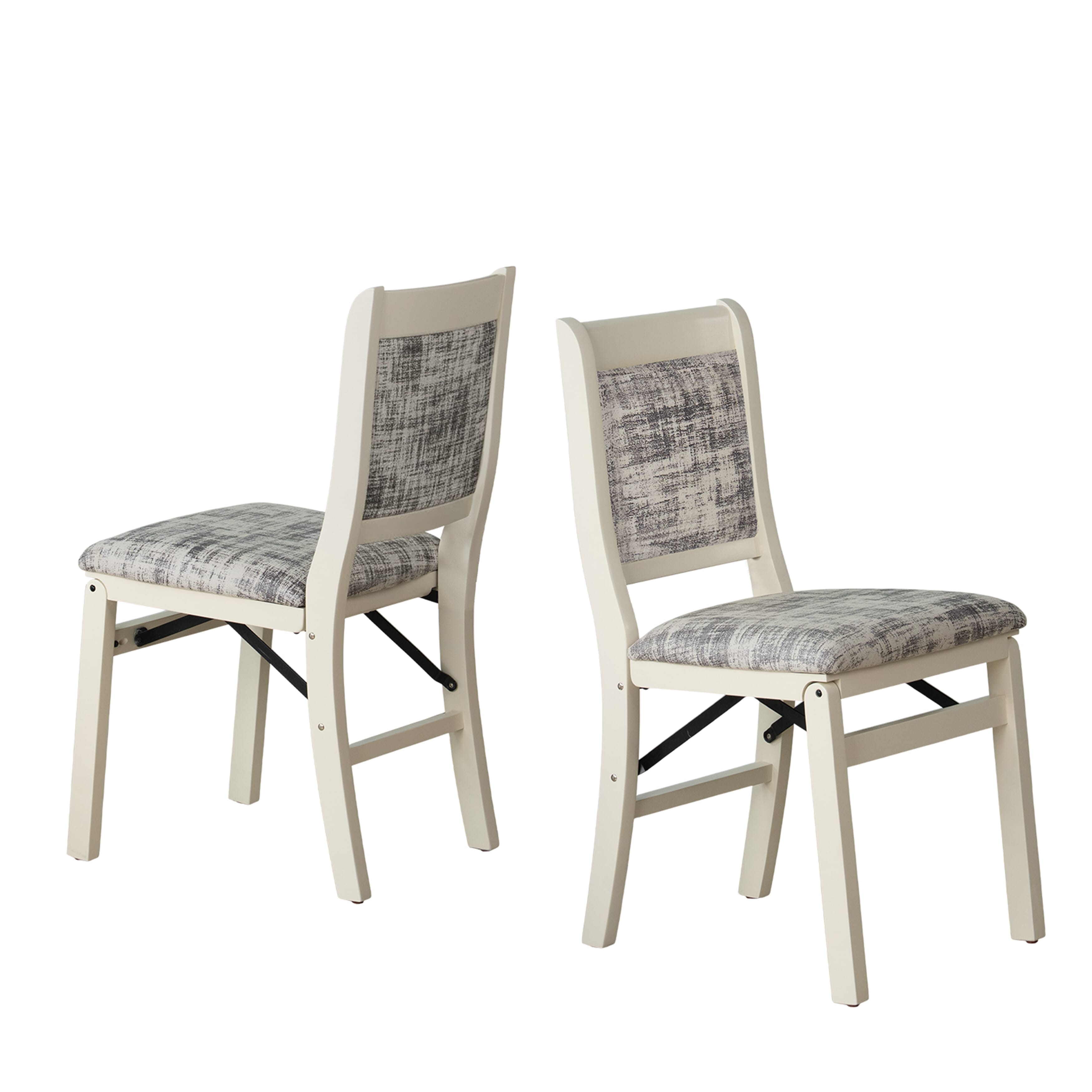 East West Furniture - WCC-LWH-30, A Solid Wood Waco Folding Parson Dining Room Chairs with PU Leather Seat, Ready to Use, Cushioned Back Design, Set of 2, Linen White Finish