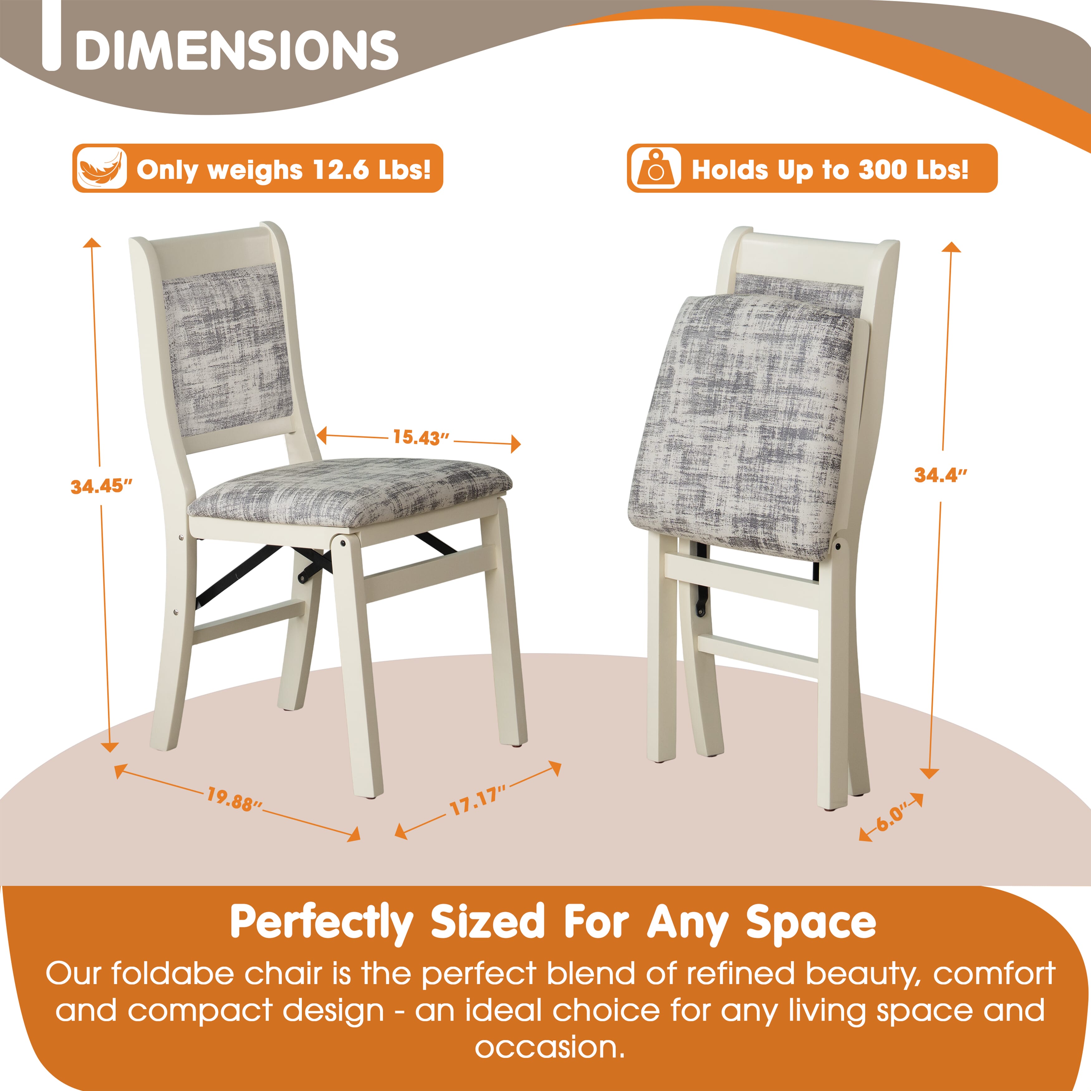 East West Furniture - WCC-LWH-30, A Solid Wood Waco Folding Parson Dining Room Chairs with PU Leather Seat, Ready to Use, Cushioned Back Design, Set of 2, Linen White Finish