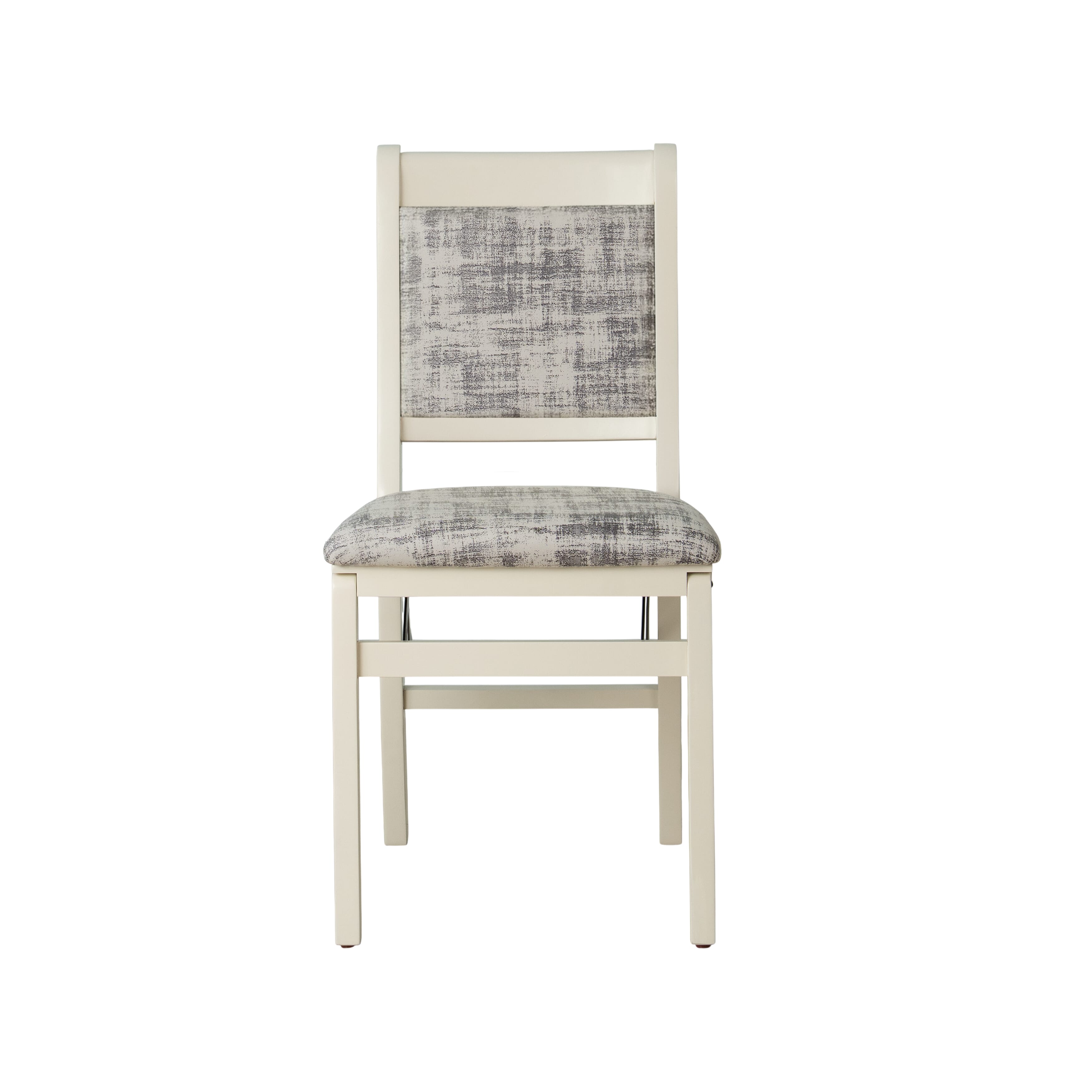 East West Furniture - WCC-LWH-30, A Solid Wood Waco Folding Parson Dining Room Chairs with PU Leather Seat, Ready to Use, Cushioned Back Design, Set of 2, Linen White Finish